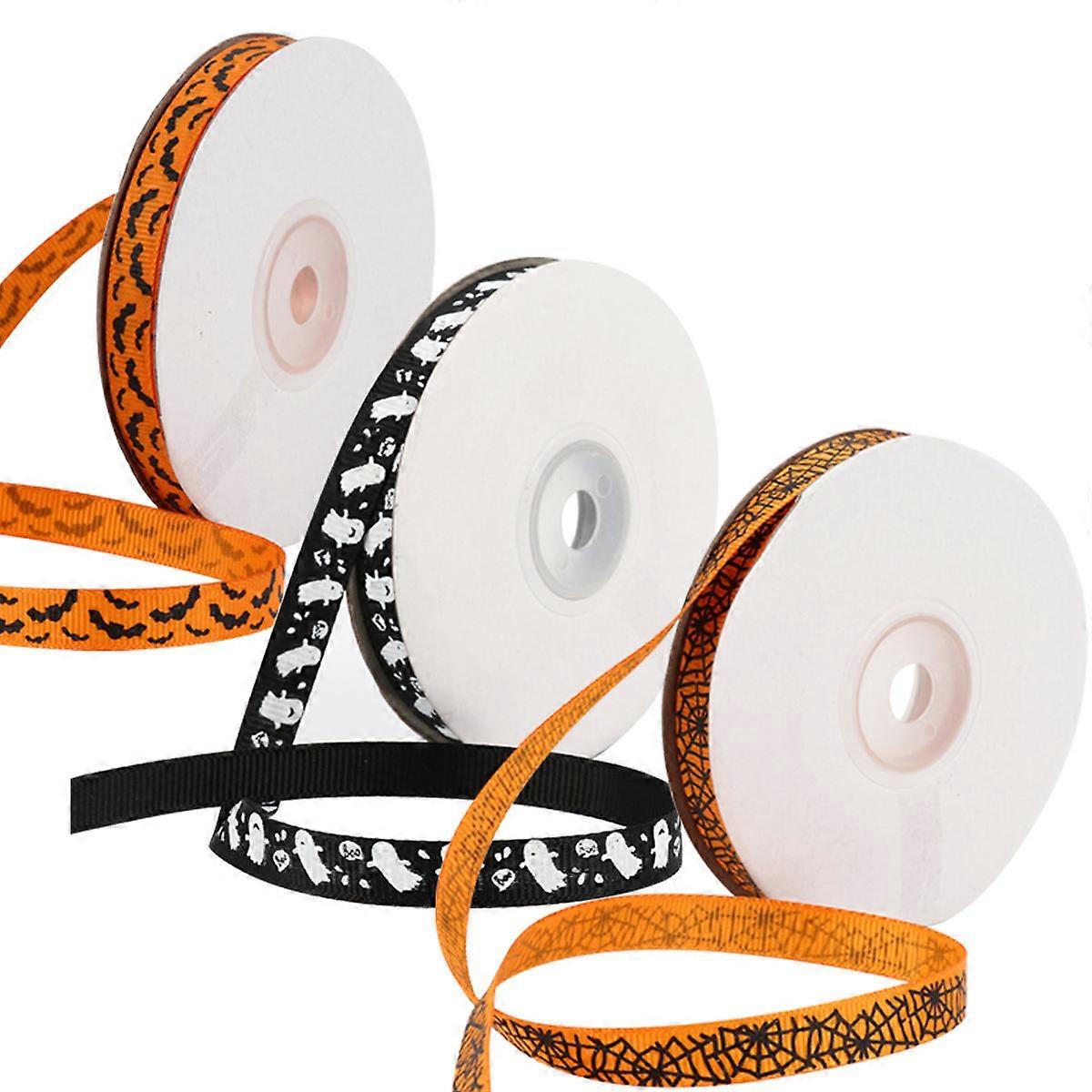 Halloween Printing Ribbon for Decoration 9 Rolls Gift Wrapping Ribbon