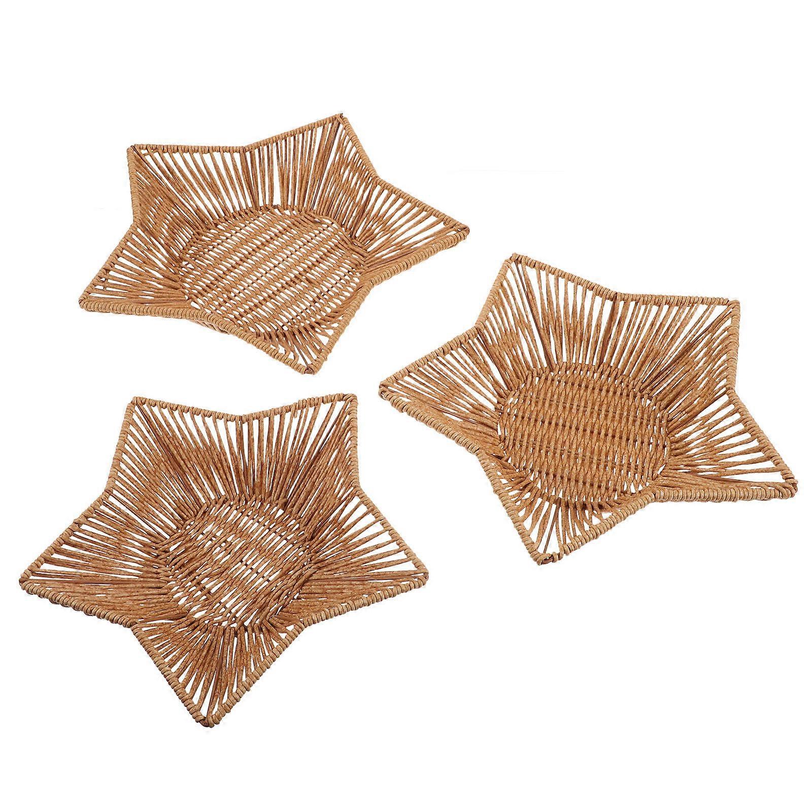 Star Shaped Imitation Rattan Basket Tray for Snack Serving 12Pcs