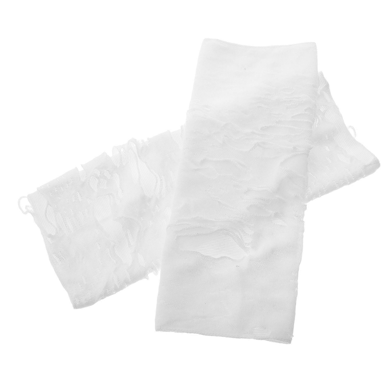 White Ripped Fingerless Gloves for Performances 3Pcs Stylish Punk Look
