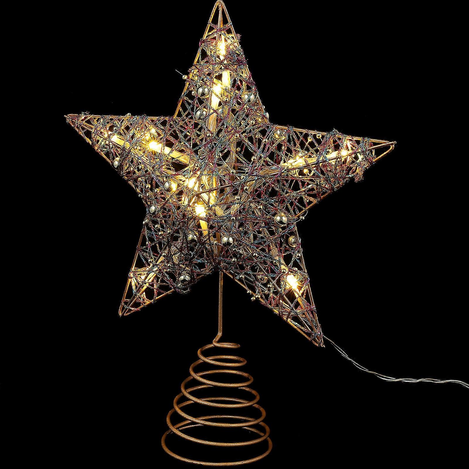Christmas Star Ornament for Xmas Tree Decoration 2Pcs with LED Lights