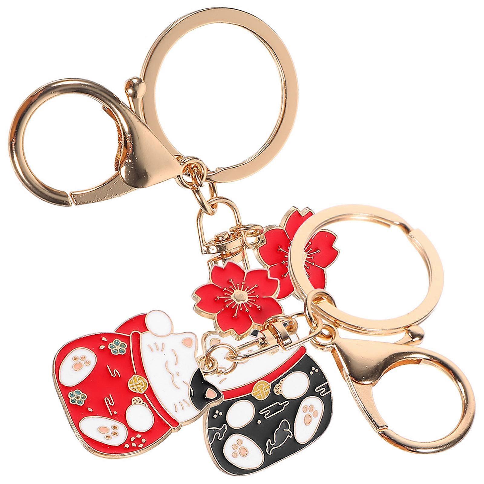Cute Japanese Luck Cat Keychain Pendant Keychain For Gifts Assorted Color 6 Pcs Delicate Car Decoration