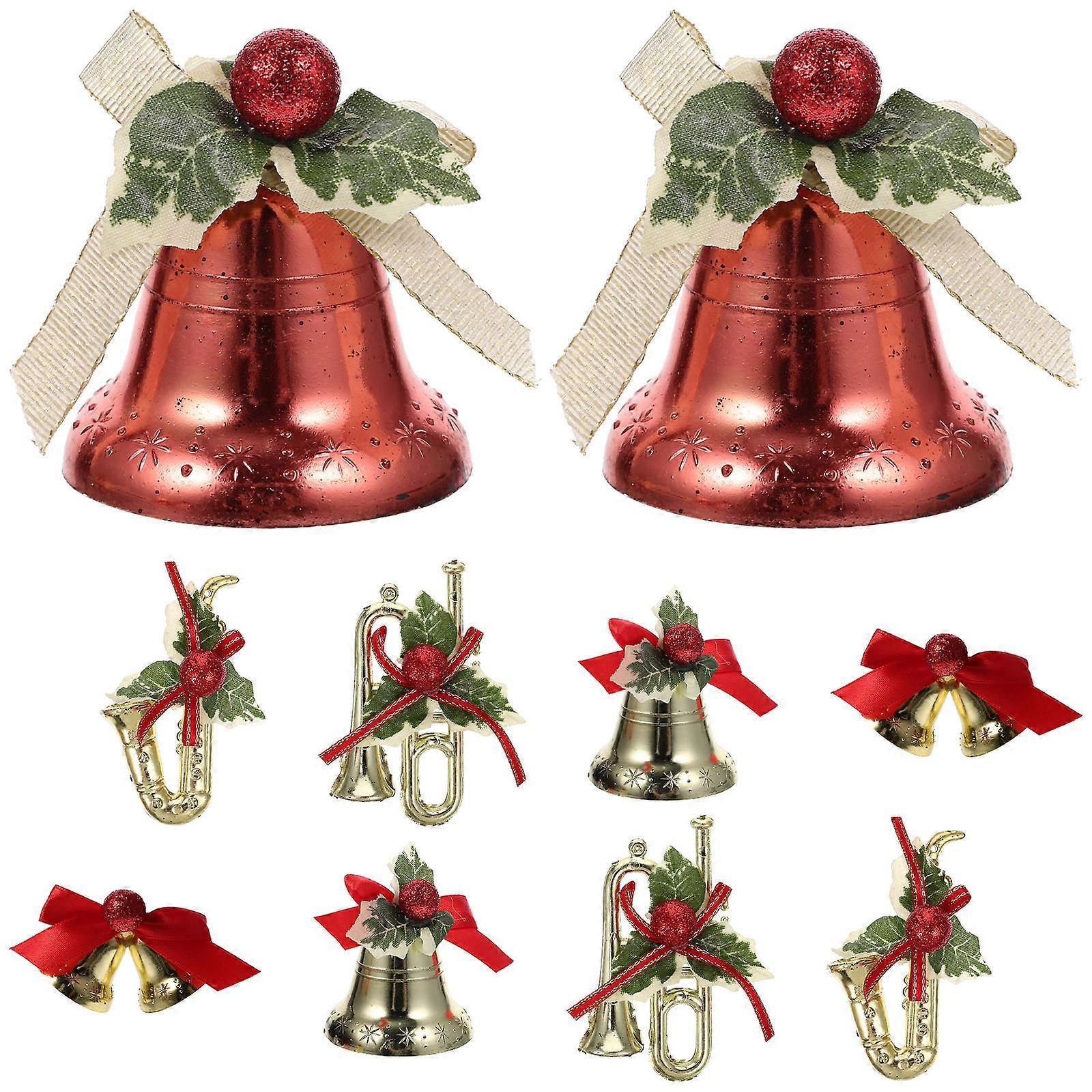 Christmas Flower Bowknot Bell Ornaments for Decor 50Pcs Assorted Set