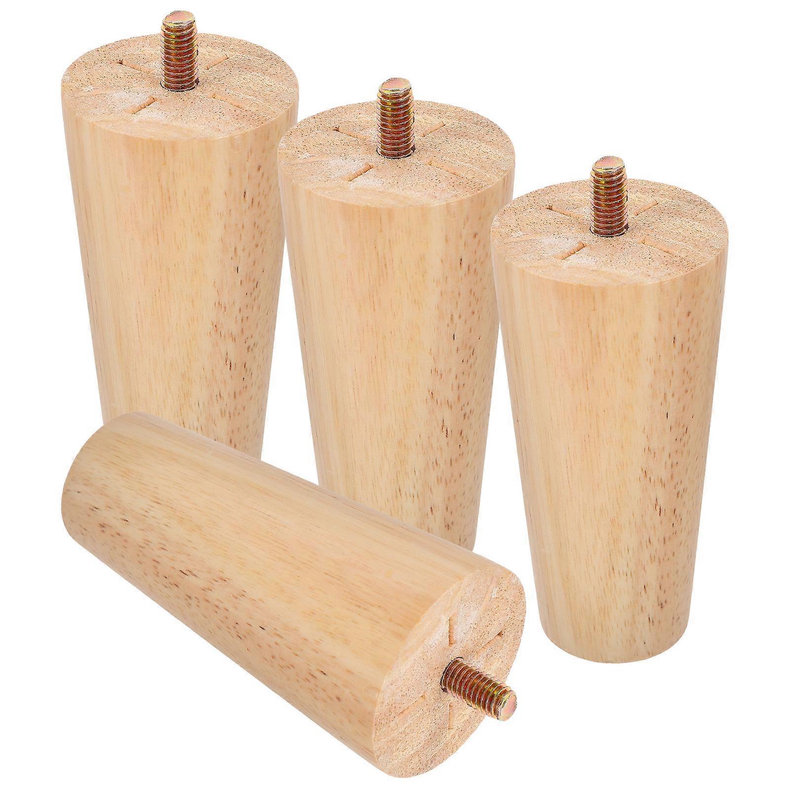 Wood Furniture Legs Set 4Pcs Replacement Supports For Sofa Couch In Khaki Ideal For Home Improvement