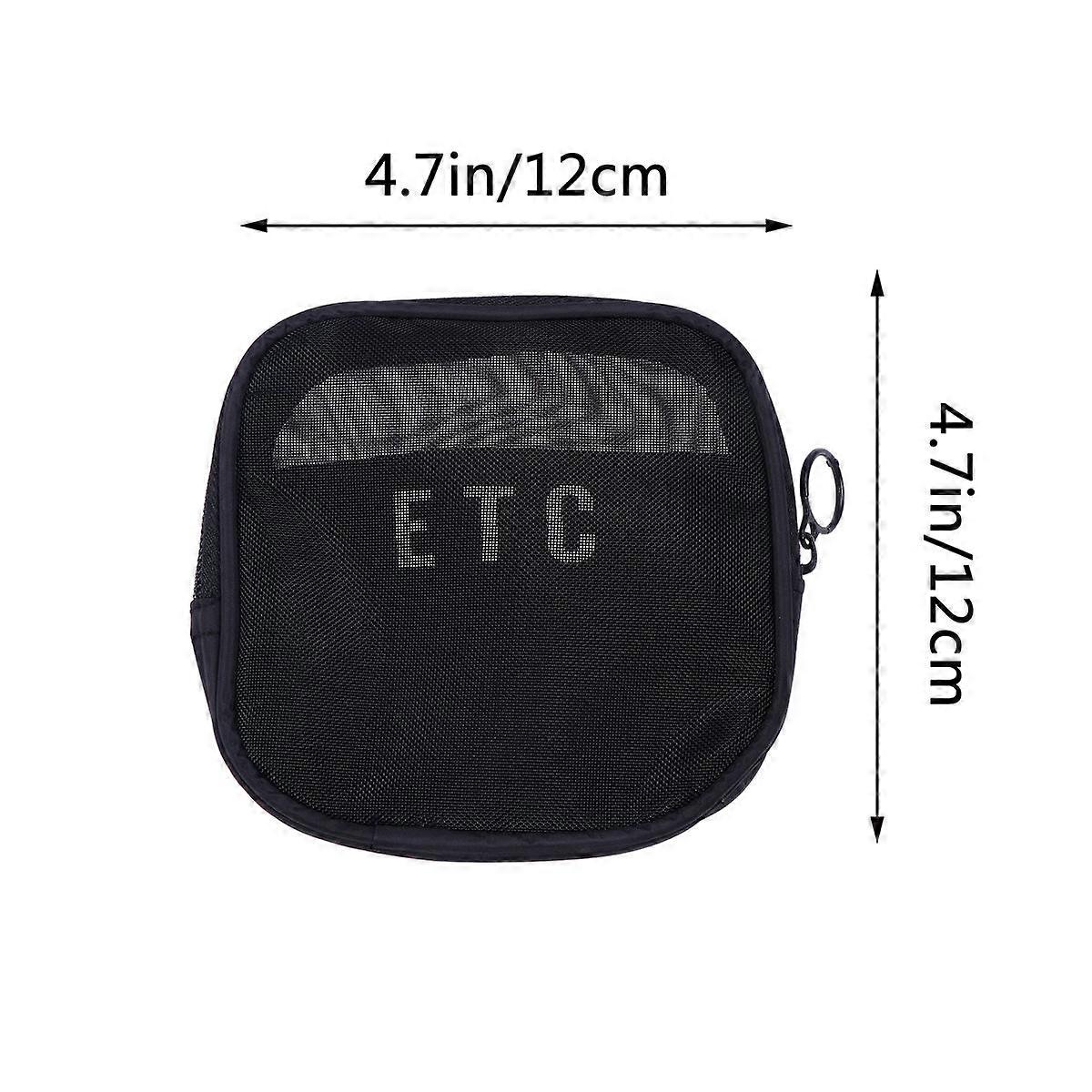 Nylon Cube Wash Bag For Travel Accessories And Daily Use In Black With Zipper Closure 1Pcs