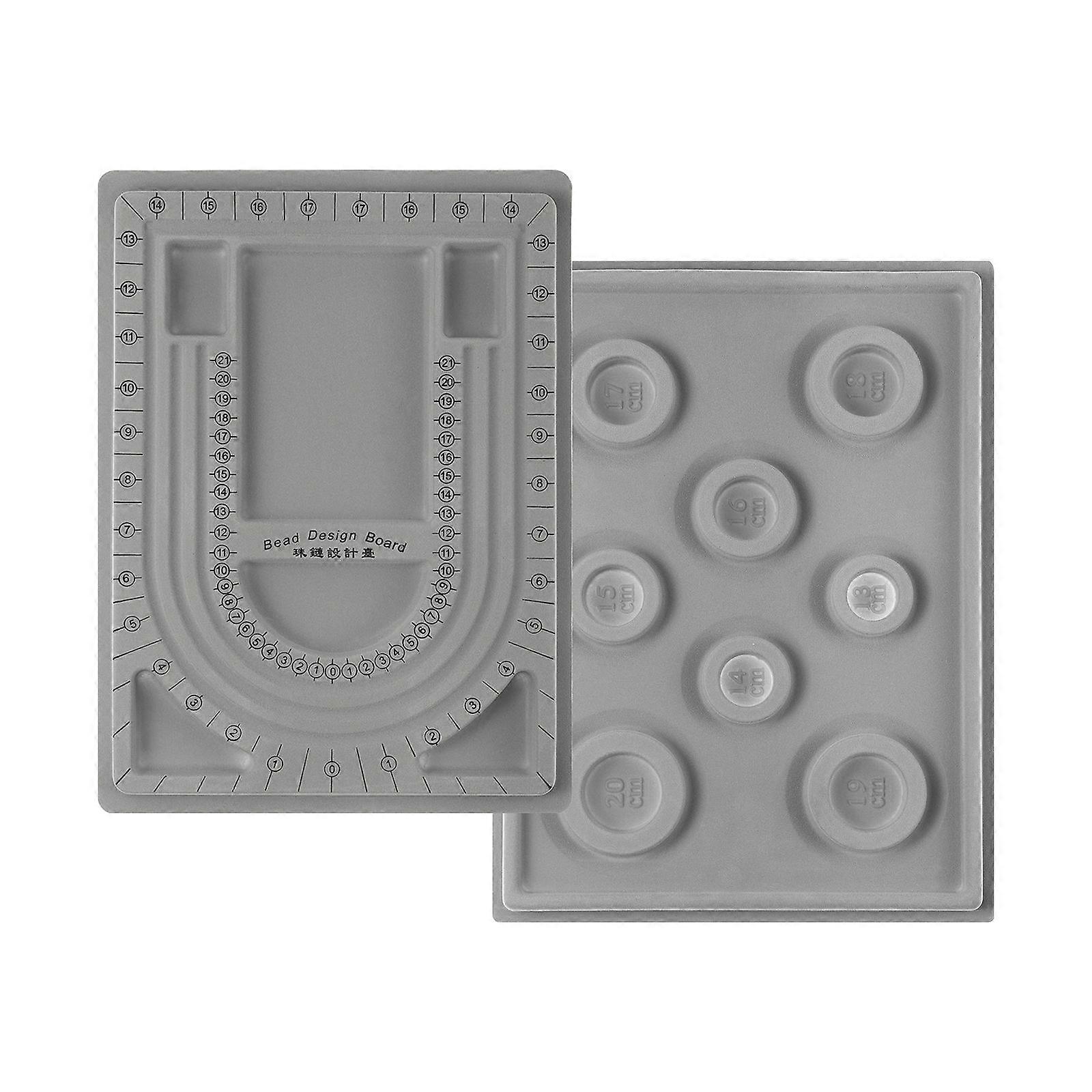Jewelry Bead Design Boards 2Pcs Rectangular Tray Measuring Tools For Sorting And Organizing Beads During Jewelry Making Grey