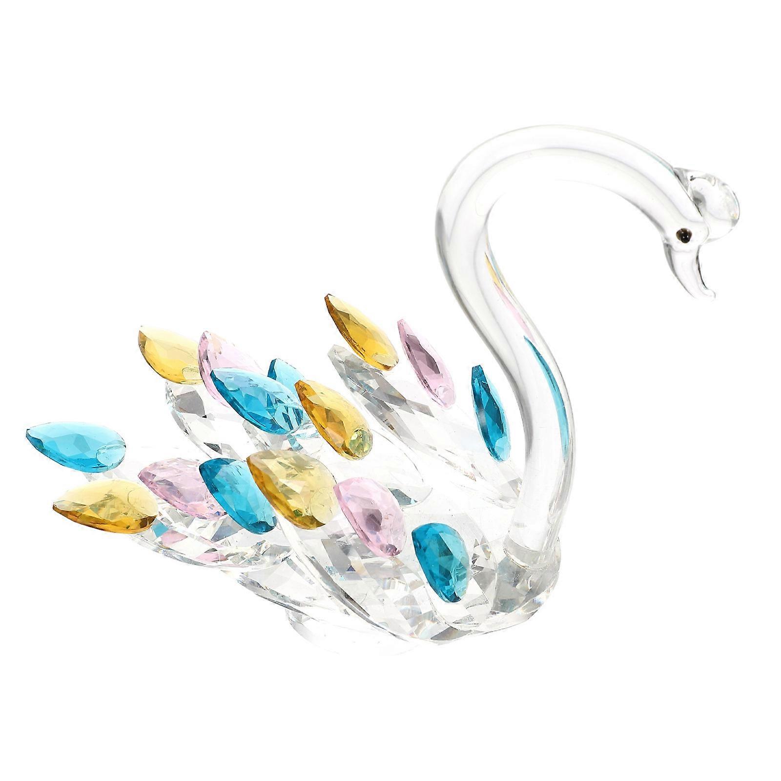 Swan Shape Crystal Figurine Desktop Decor Ornamental Gift 1Pcs