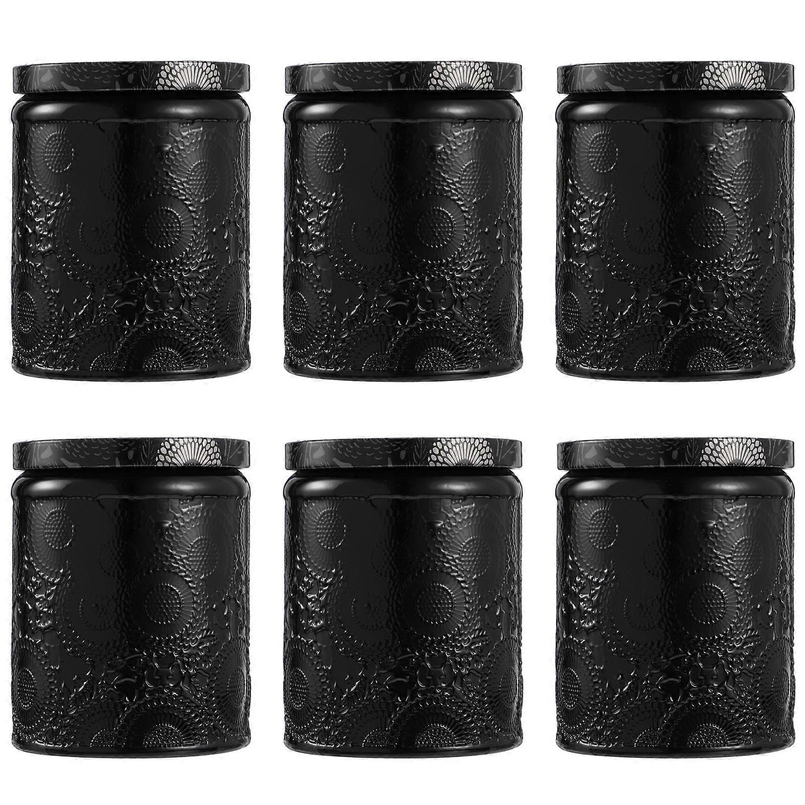 Embossed Glass Candle Container Kit for Candle Making 12Pcs Pack