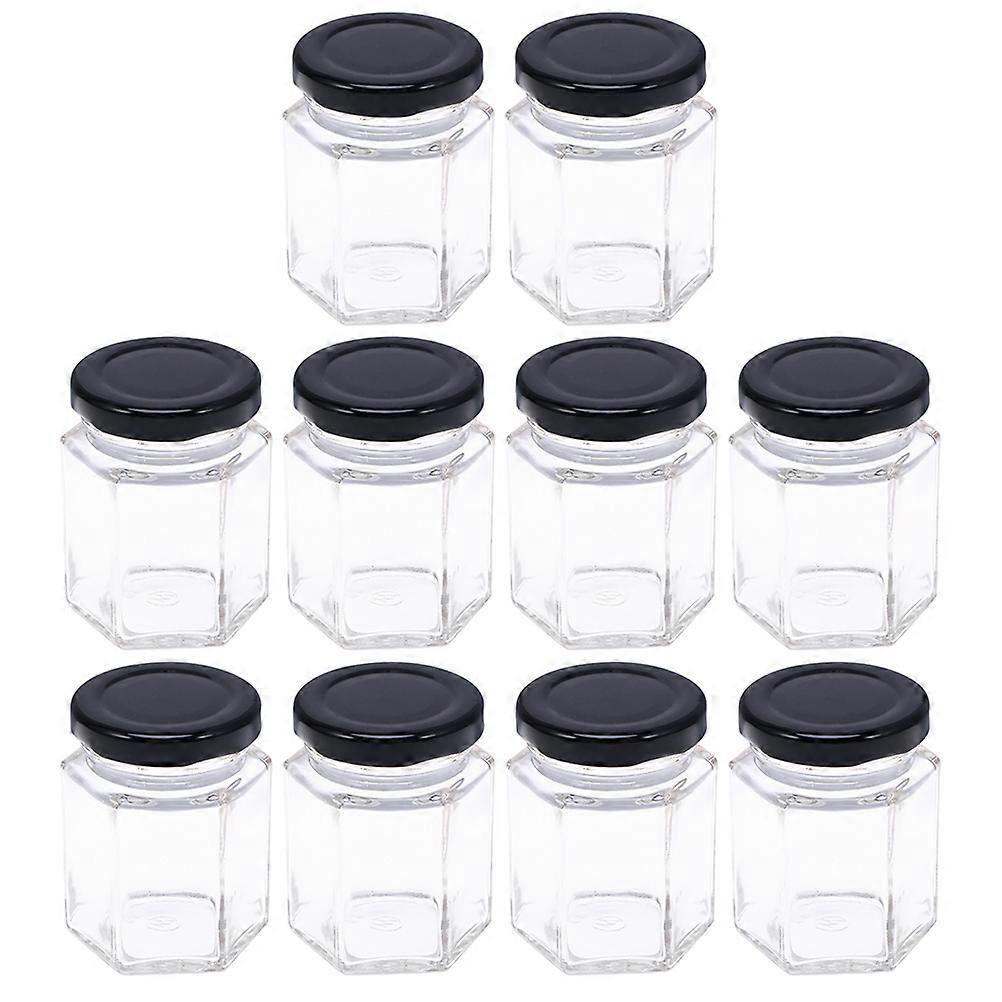 Nut Container Hexagon Glass Bottle Honey Storage Bottle for 20Pcs