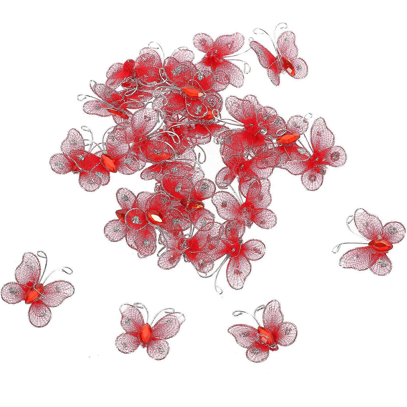 Mesh Butterflies For Craft Projects 150 Pcs Decorative Red Butterfly Shape Ideal For Wedding Decoration
