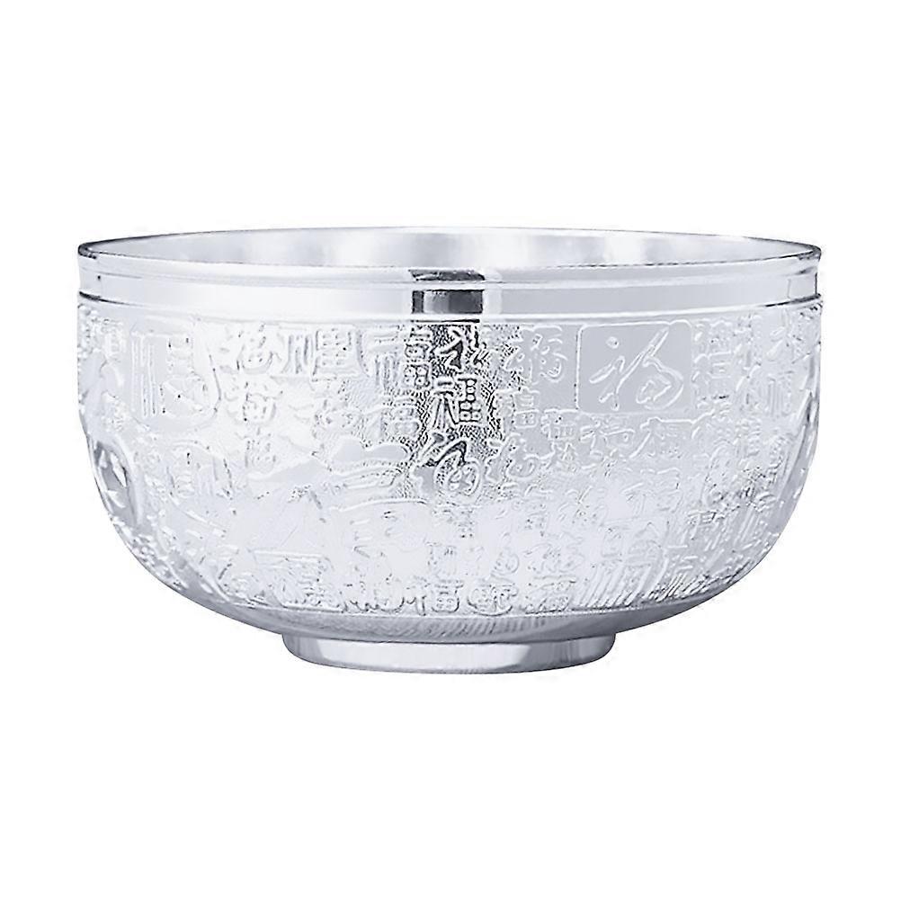 Silver Dining Bowl Multi-Function 5Pcs Carved Household Rice Bowls