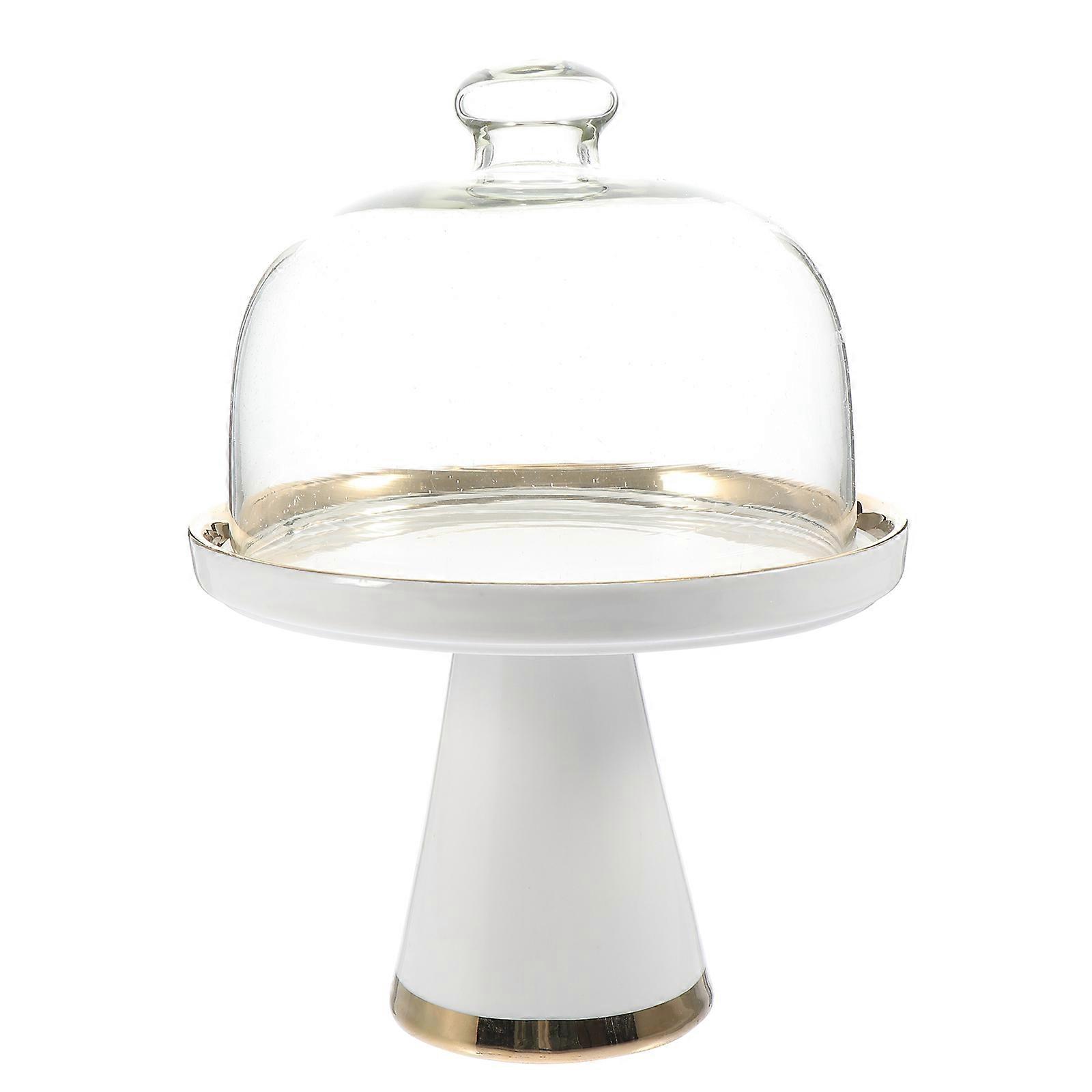 Ceramic Dessert Holder with Lid for Storage Use 2Sets White Plate