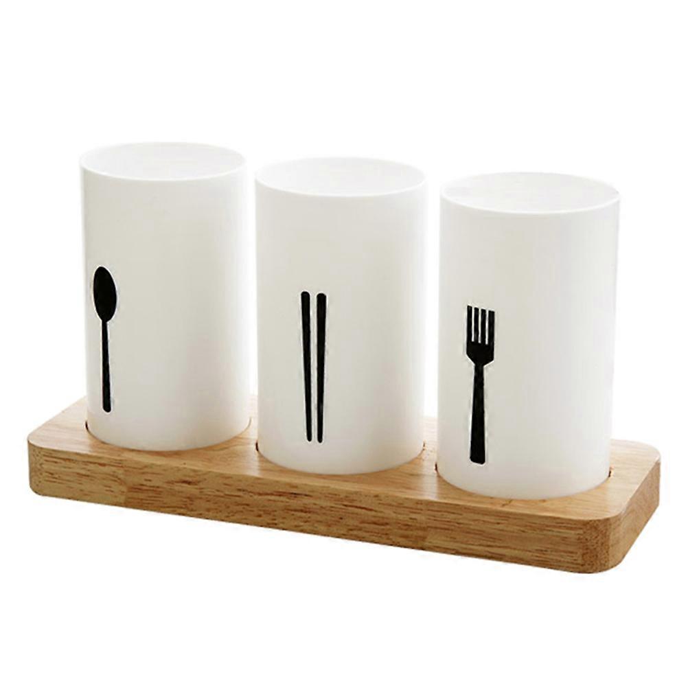 Chopstick Container with Wood Base for Kitchen Drain 2Pcs Home Storage