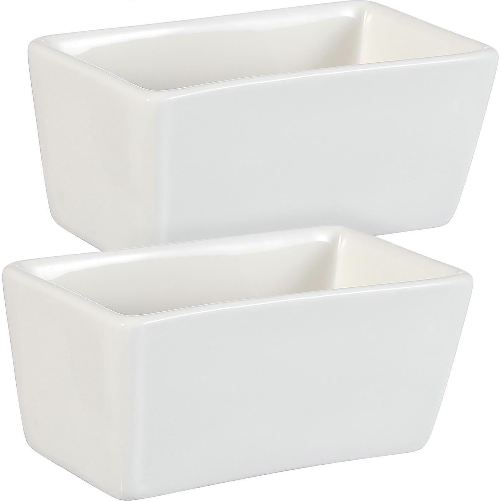 Rectangular Ceramic Sugar Bowls for Storage Use 6Pcs White Containers