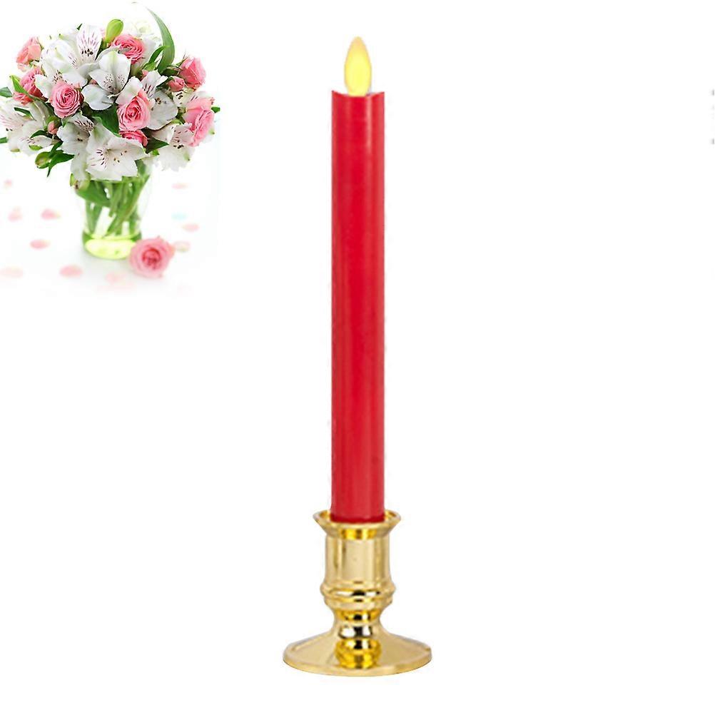 Flickering Electric Candles Taper Shape 2Pcs Ideal For Wedding Decoration Using Flame Simulation Technology In Red