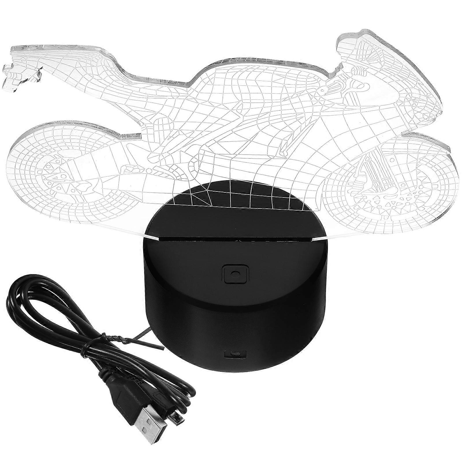 3D Motorcycle Lamp Illusion Light for Decoration 2Pcs Touch Color Changing