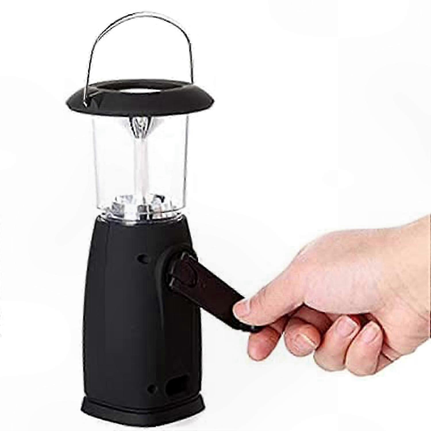 Portable Camping Lantern with 6 LED Lights and Hand Crank Dynamo Power, Foldable Hook for Outdoor Use