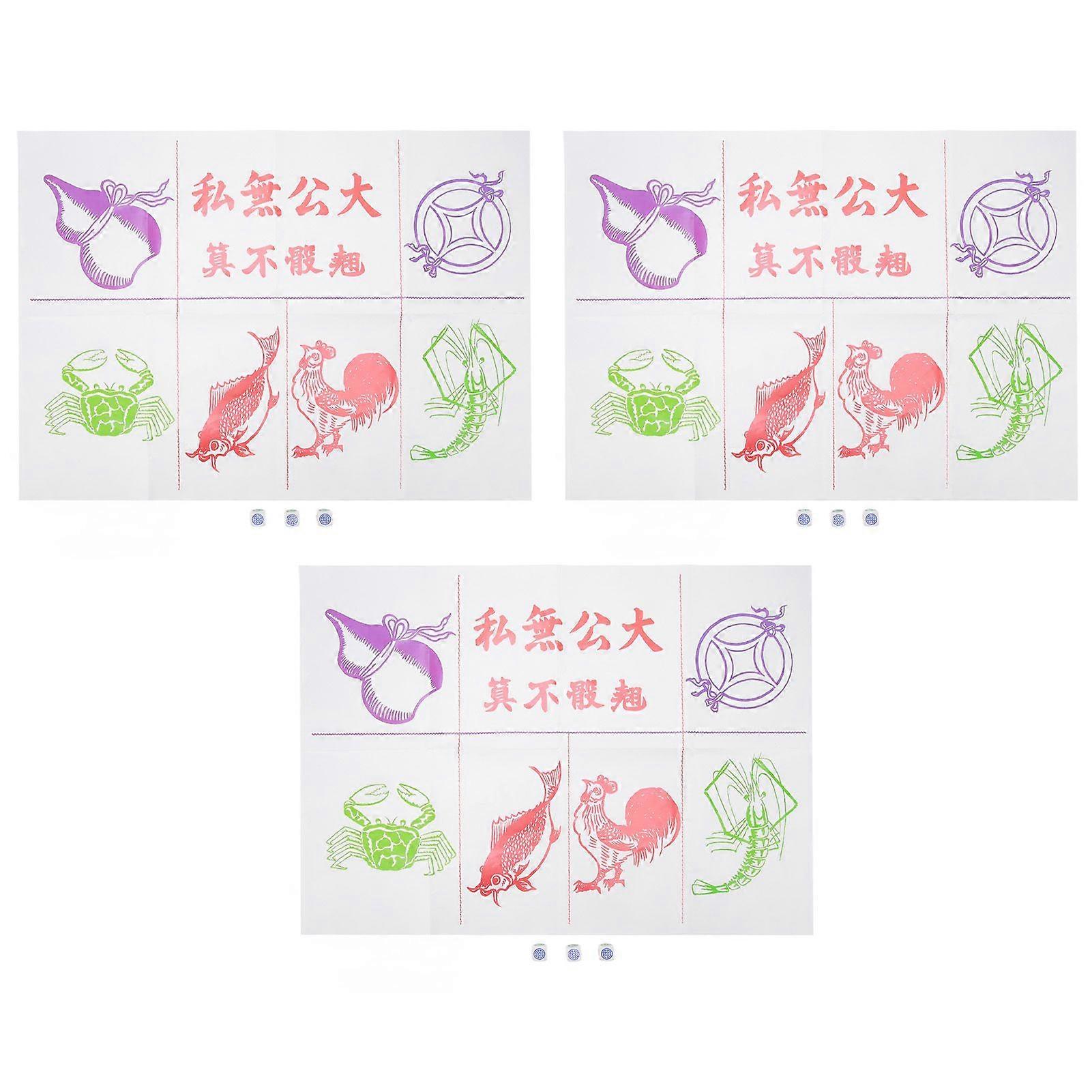 Carving Fish Shrimp Crab Dice Game Board White Round Corner Dice Interactive Games