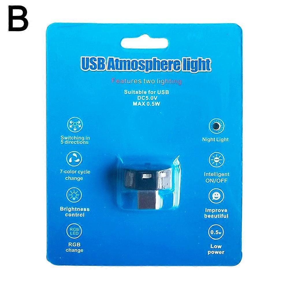 For USB C LED Light 8 Color Auto On Off Car Computer Power Source Ambient Lighting