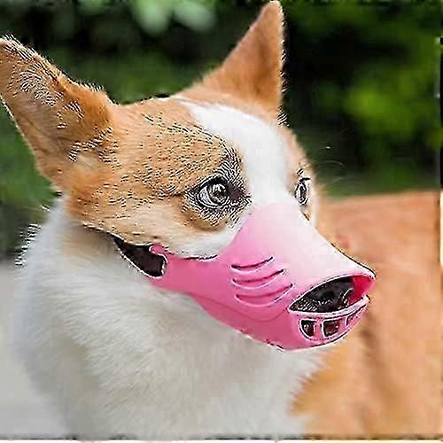 Dog Muzzle, Soft Duck Silicone Mouth Cover with Adjustable Strap for Small Medium Dogs, Best to Prevent Barking, Biting, and Chewing(Pink,M)