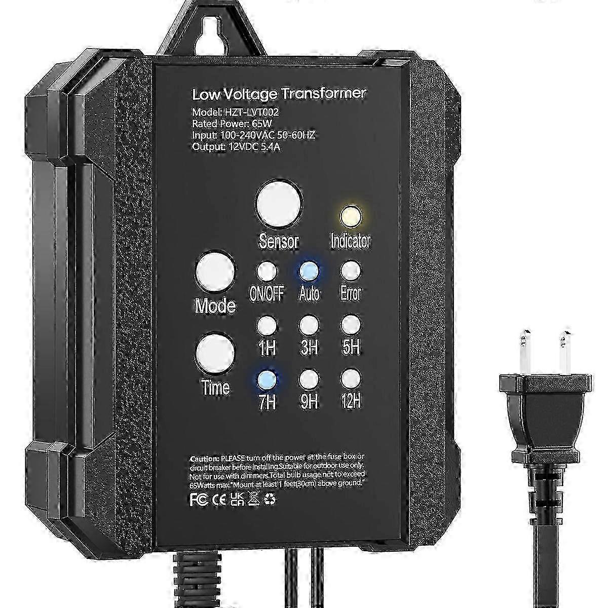 65W Outdoor Low Voltage Transformer with Timer and Photocell Sensor,120V AC to 12V DC Weatherproof for LED Landscape Lighting 25-26