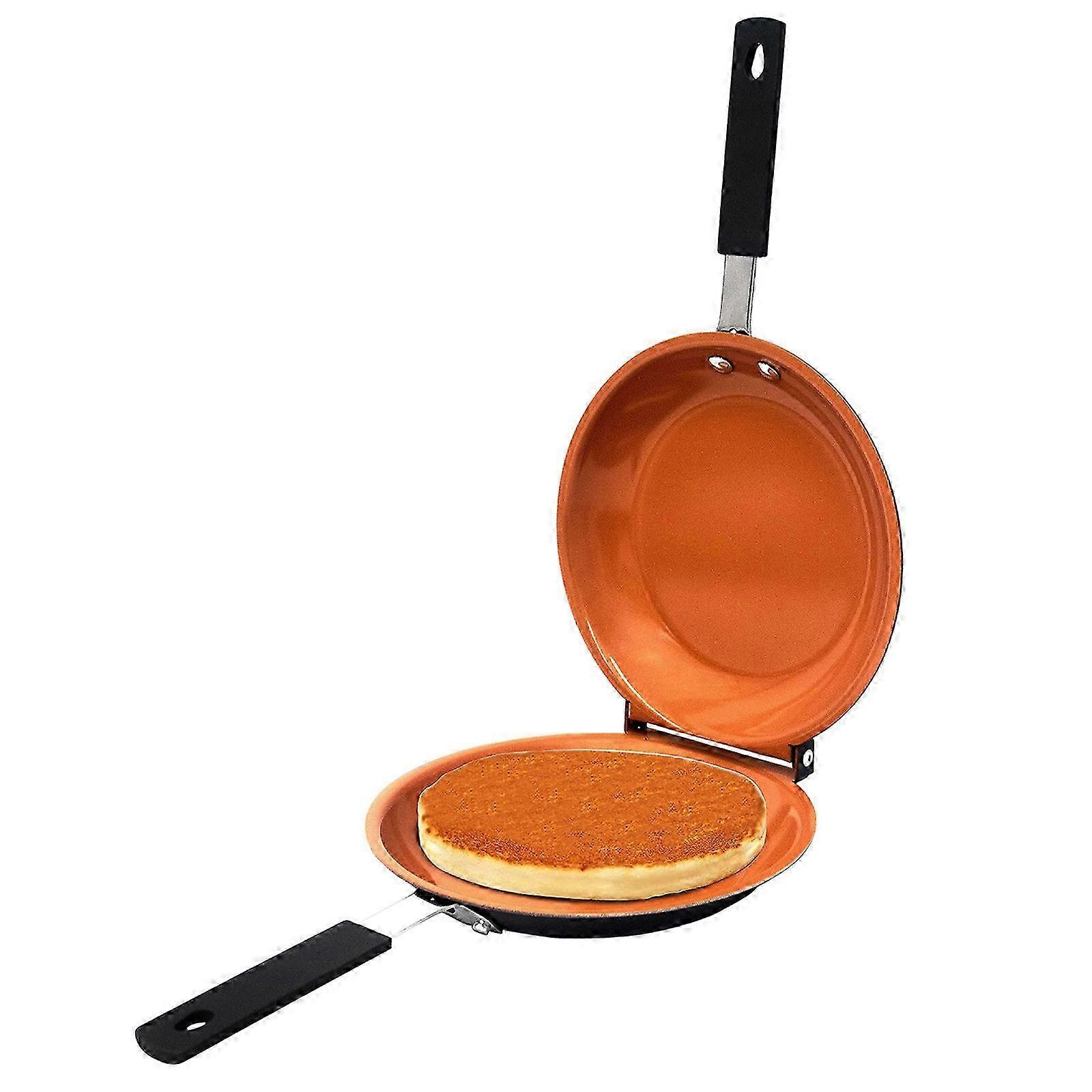 Double Side Non-Stick Frying Pan ,Frying Non-Stick Flip Folding Frying BBQ Stable and Durable Cooking Tool for--Yellow