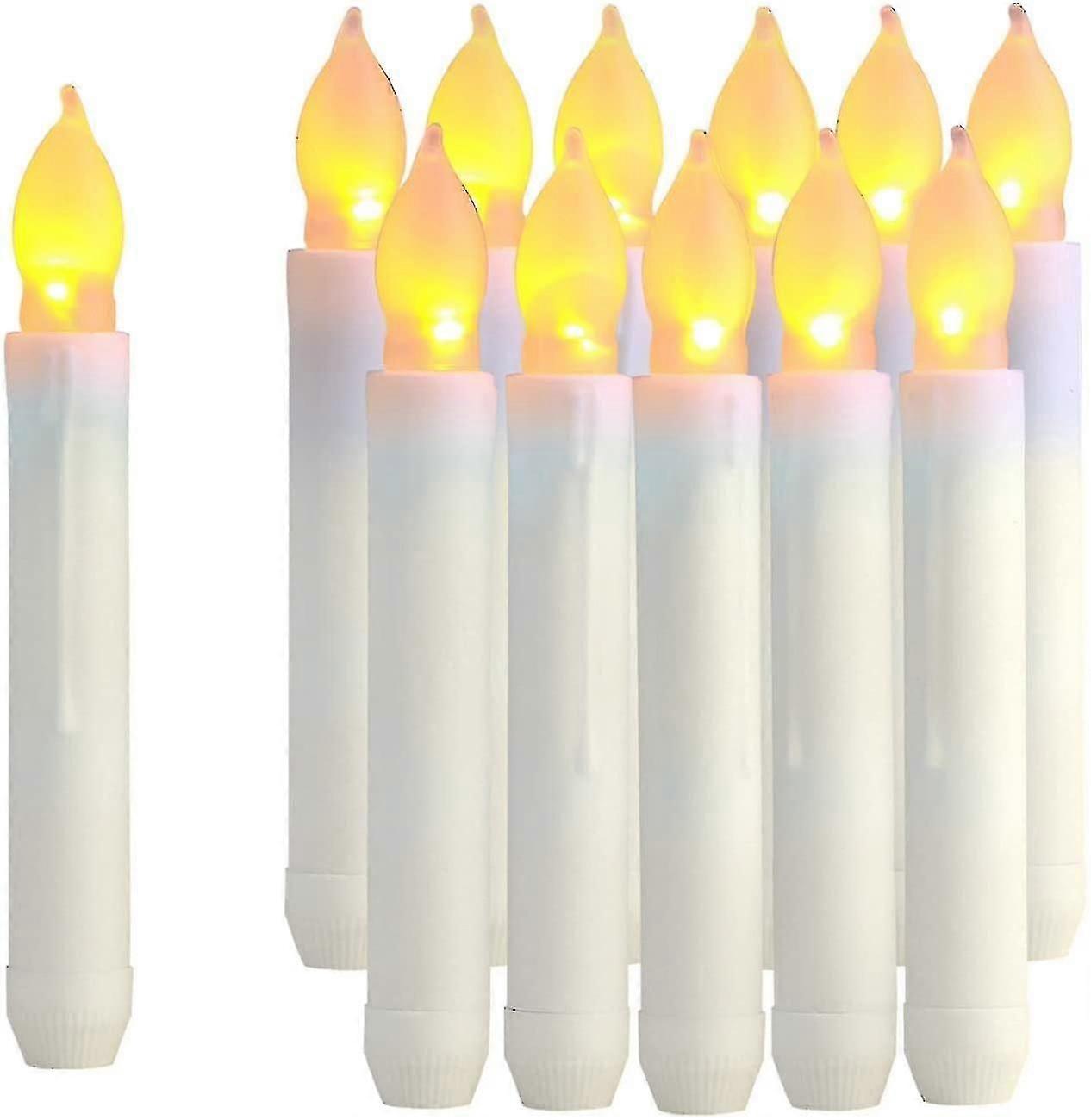 Set Of 12 Led Taper Candles, Flameless Table Candles, Battery Operated