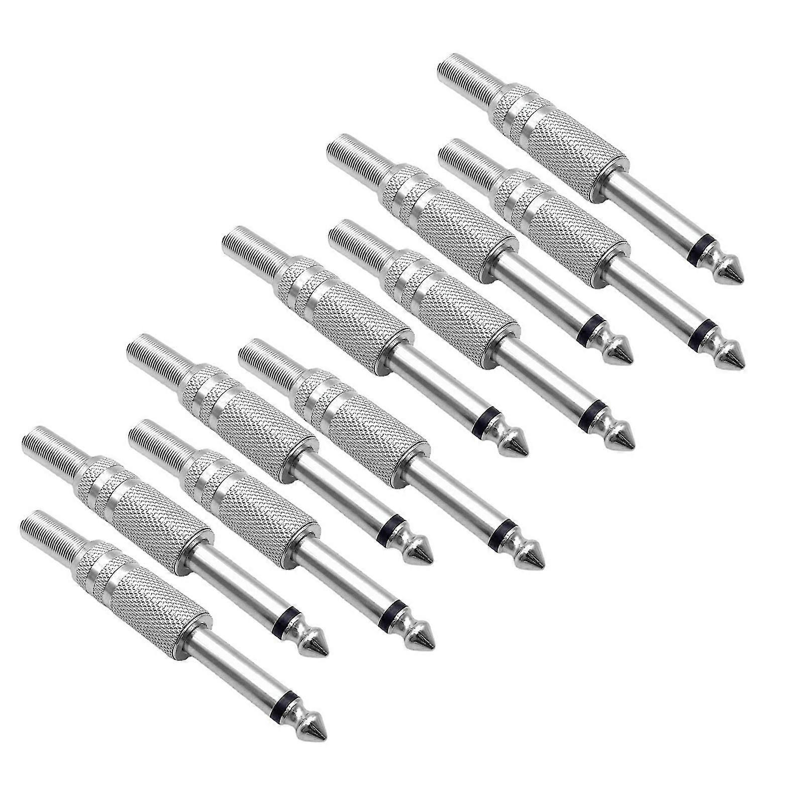 10x 6.35mm 1/4 'オスモノプラグオーディオケーブルジャックスプリングコネクタ