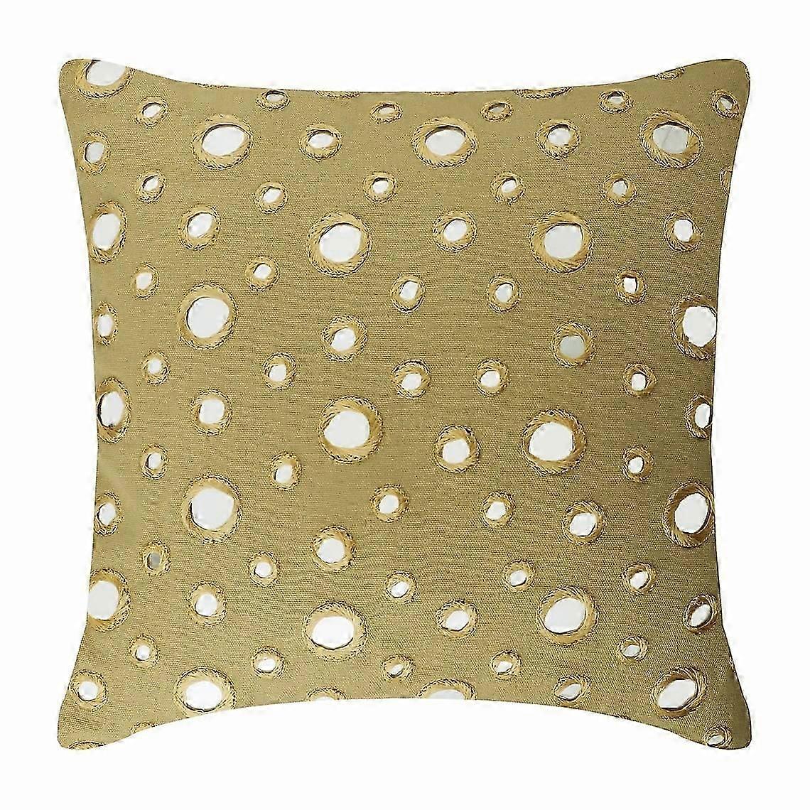 Cotton Canvas Pillow Covers 14x14in Beige Geometric Circles Design