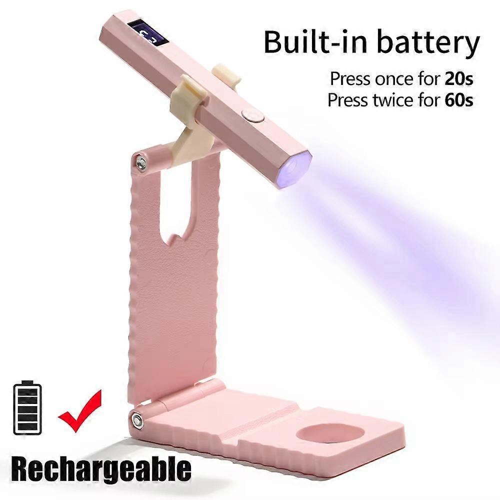 2 in 1 Nail Lamp Stand Set with LCD Display Multi-function Nail Lamp Holder Rechargeable UV Light Phone Bracket Set