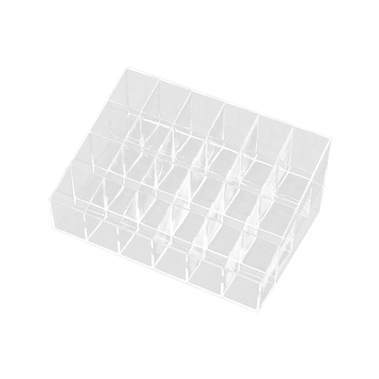 Acrylic Cosmetic Storage Box Clear Nail Polish Container For Bottles And Brushes 24 Grids