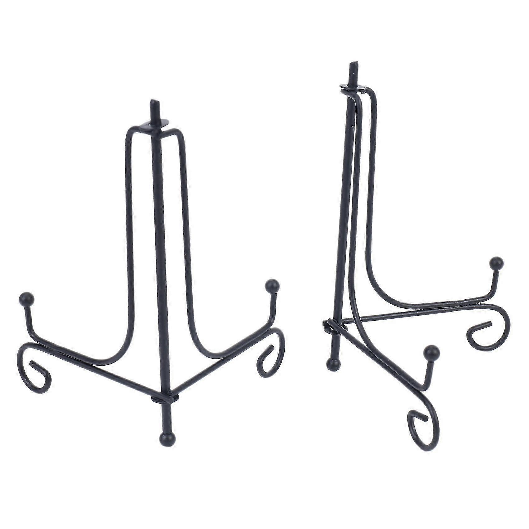 (2 Pack)Iron Display Stand, Black Iron Easel Plate Display Photo Holder Stand, Displays Picture Fra