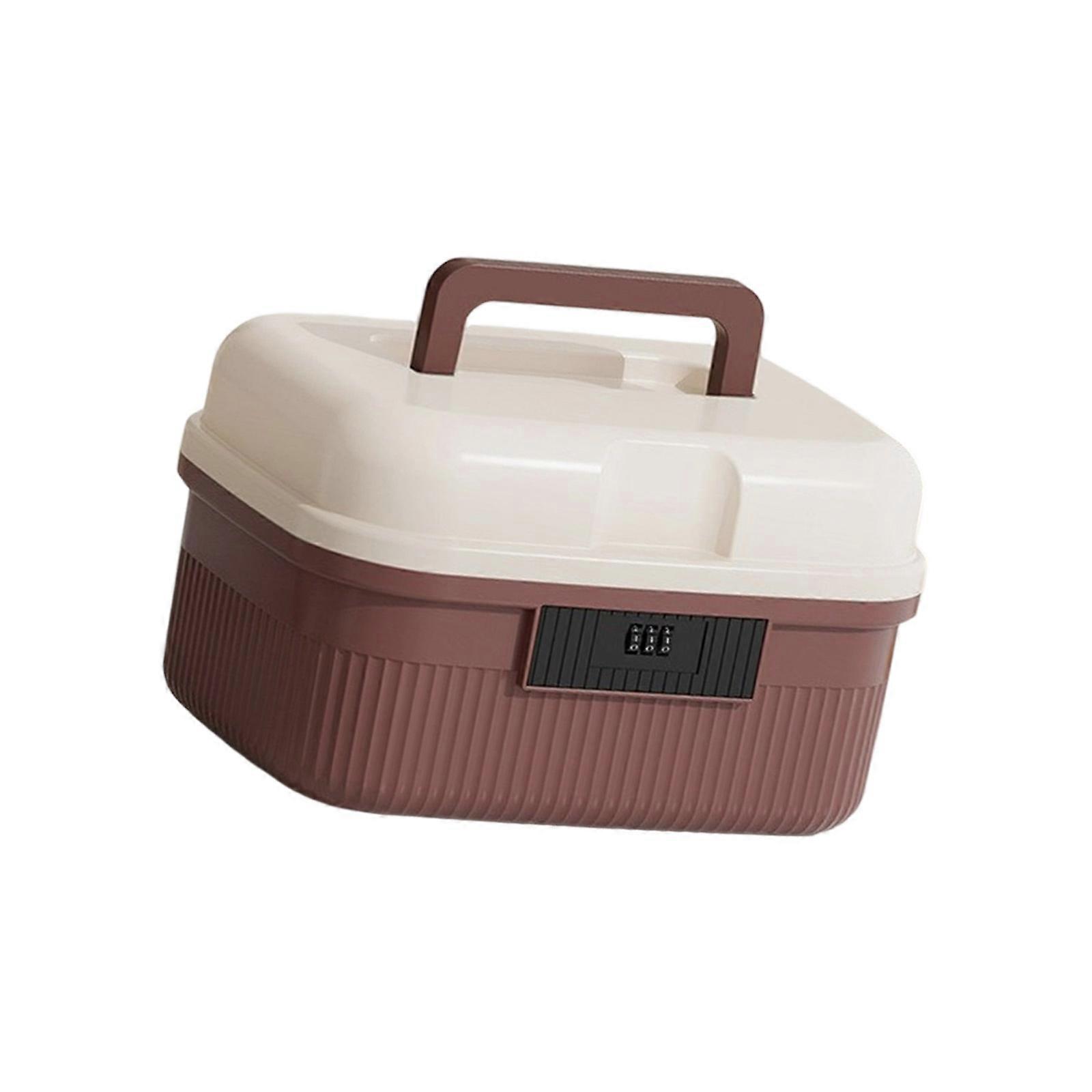 Private Document Storage Box With Combination Lock Water Resistant Construction Travel Ready ABS Durable Housing  S Red brown