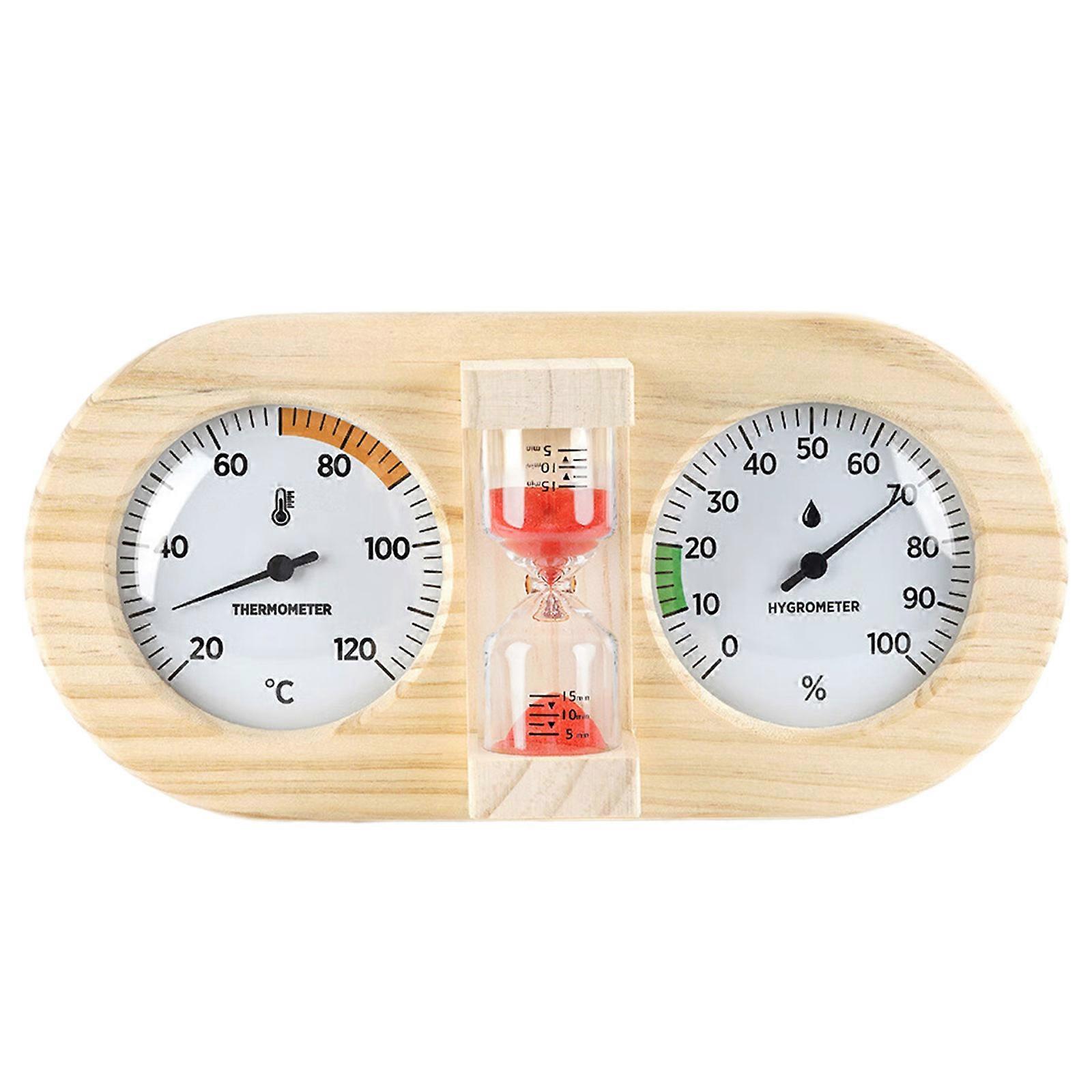 Accurate Display Thermometers Hygrometer with Sand Timer Sauna Room Wall Mounted Temperature Humidity Measurement Gauge  Red