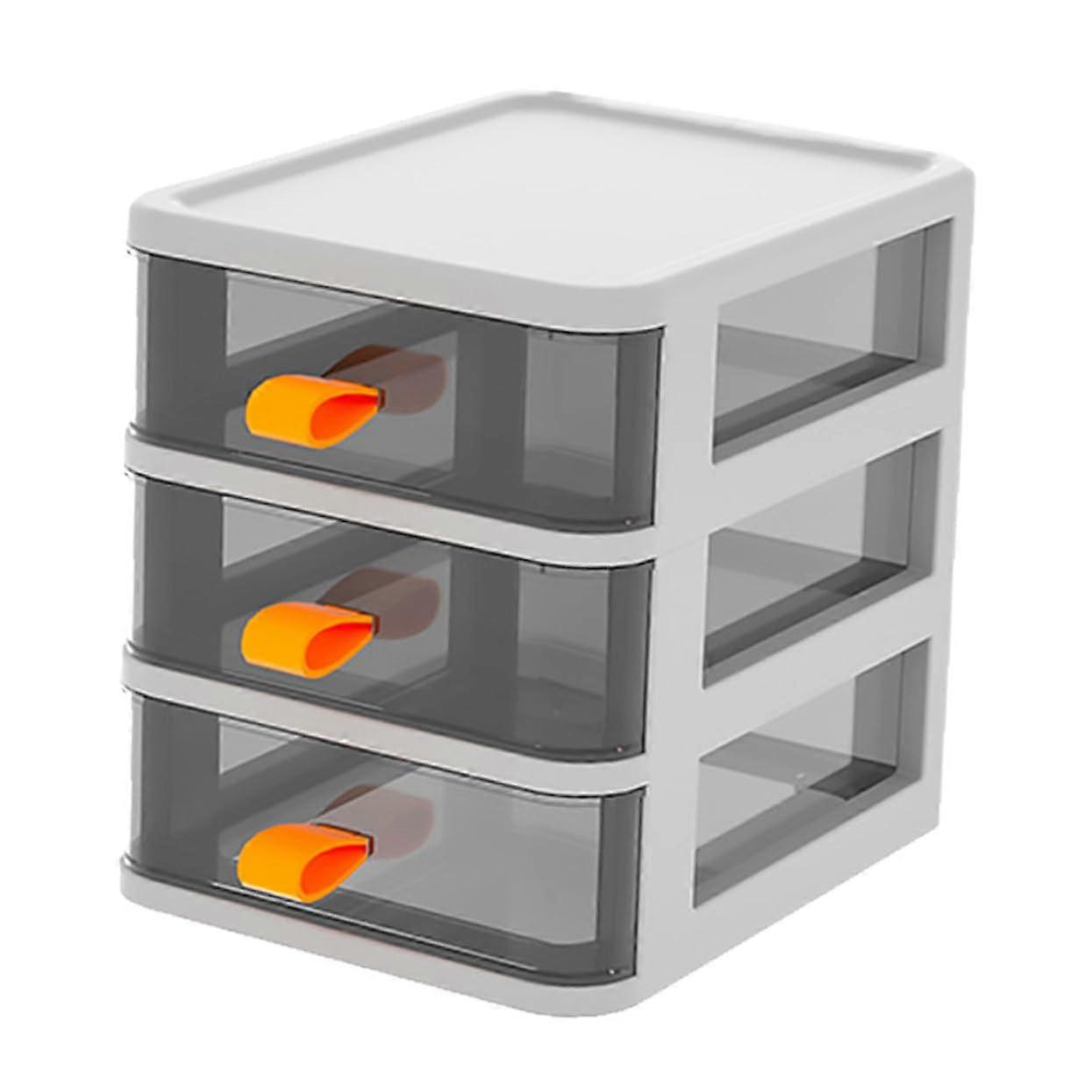 Transparent Desktop Storage Box with 3 Compartments PP Organizer for Makeup, Office, and Cabinet Use