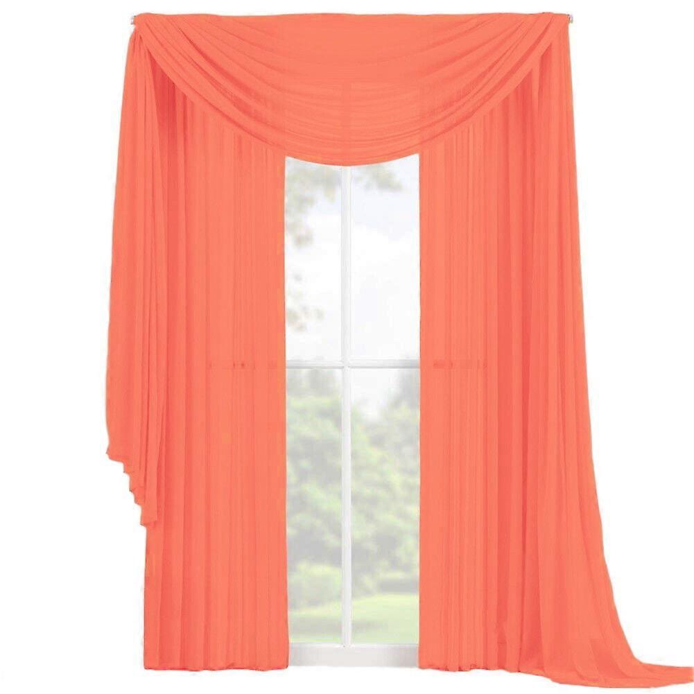 3 PC Complete Set 2 Panels and 1 Scarf Fully Stitched Sheer Window Curtain Drape