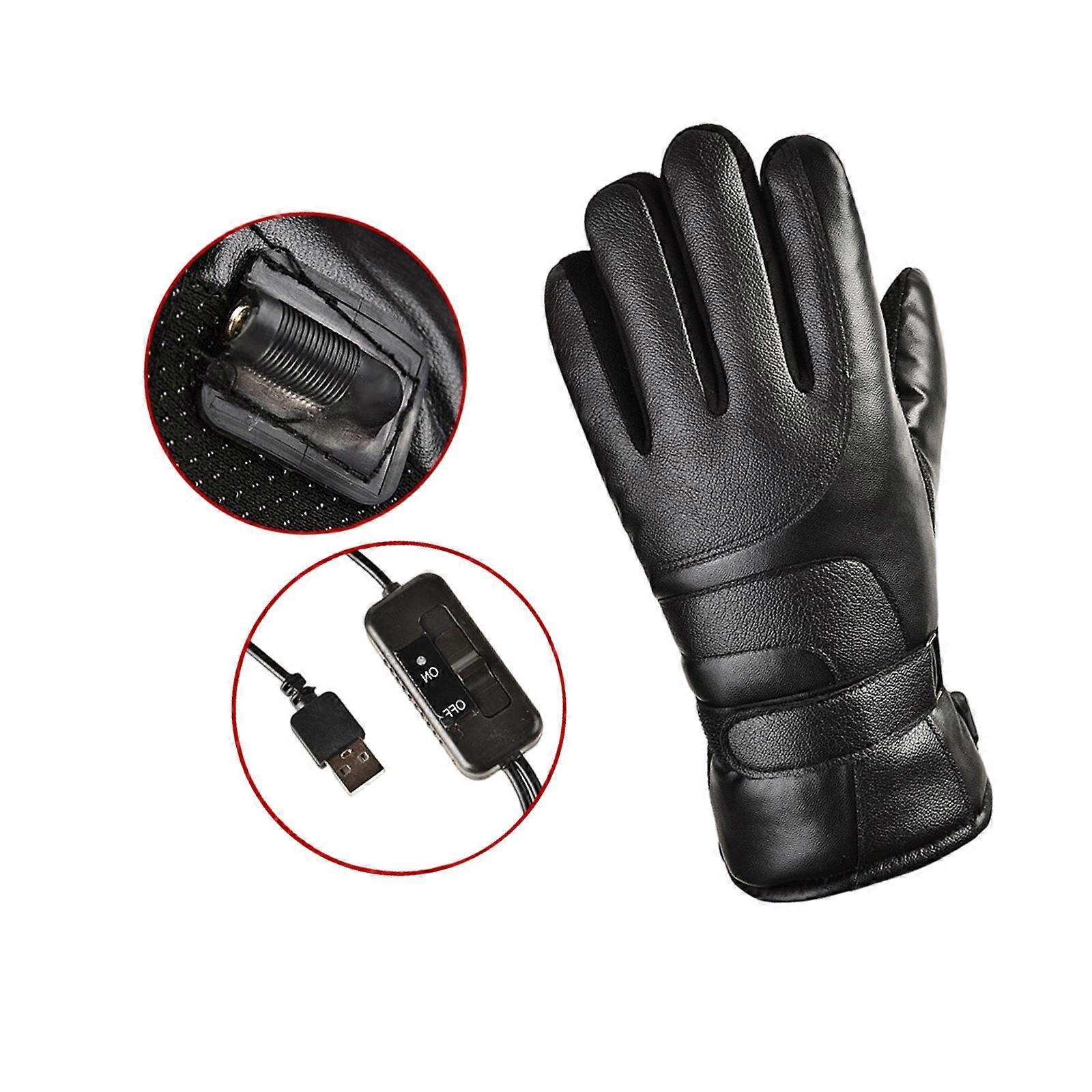 Winter Heated Gloves With Touch Sensitive All Weather Windproof PU Leather Hand Warmer For Outdoor Sport Activity Multicolor