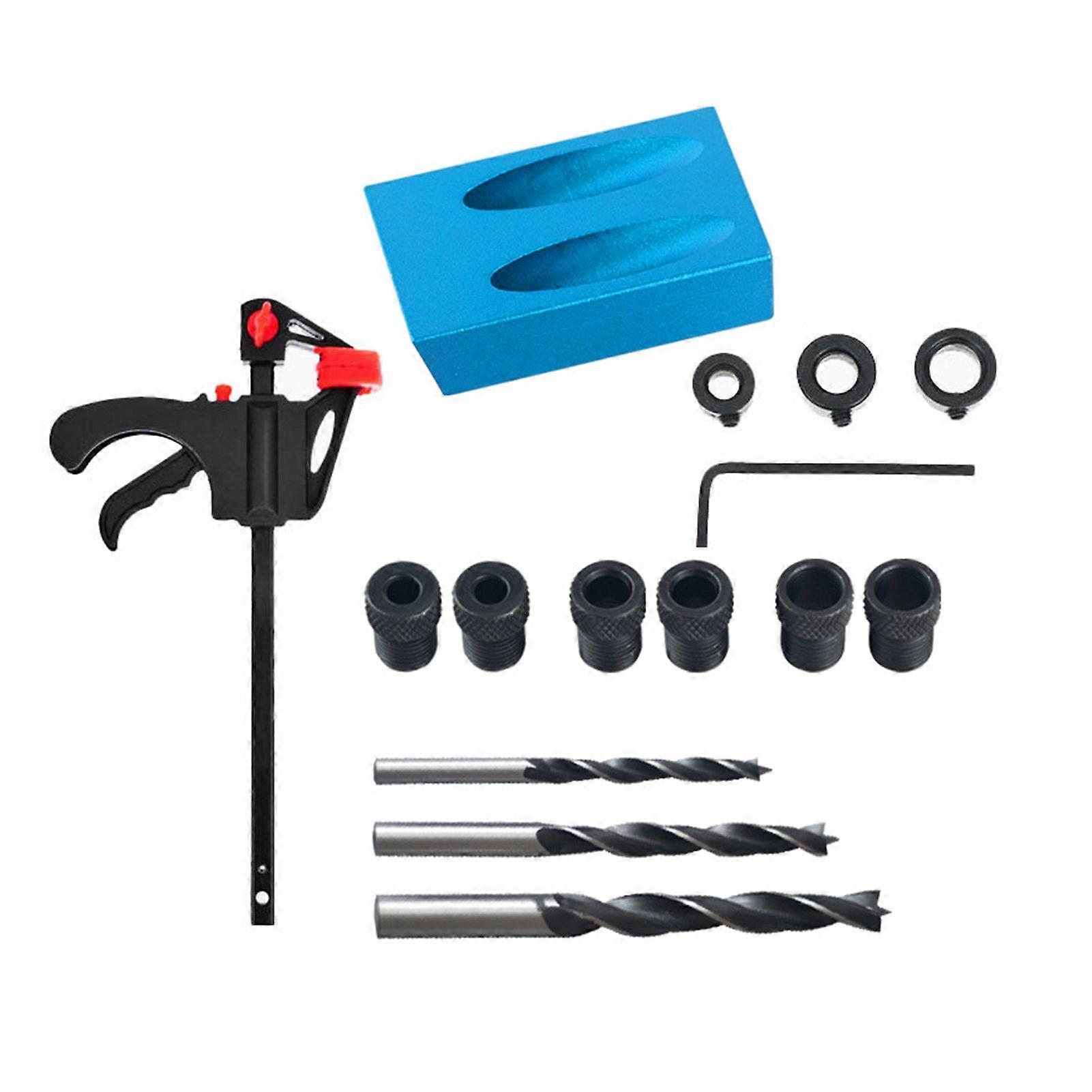 Mengxi Pocket Hole Screw Jig 15 Degrees Drill Joinery Kit Compact Design Portable Woodwork Guides Joint Angle Locator Tool