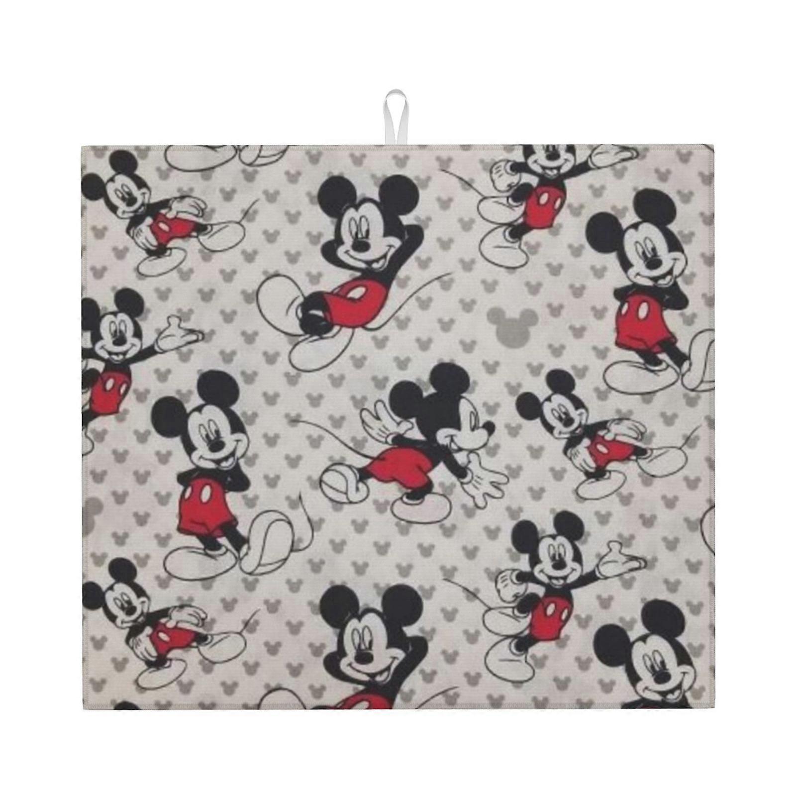 Mickey Mouse Dish Drying Mat For Kitchen Counter, Microfiber Dish Mat, Fast Absorbent Draining Pad