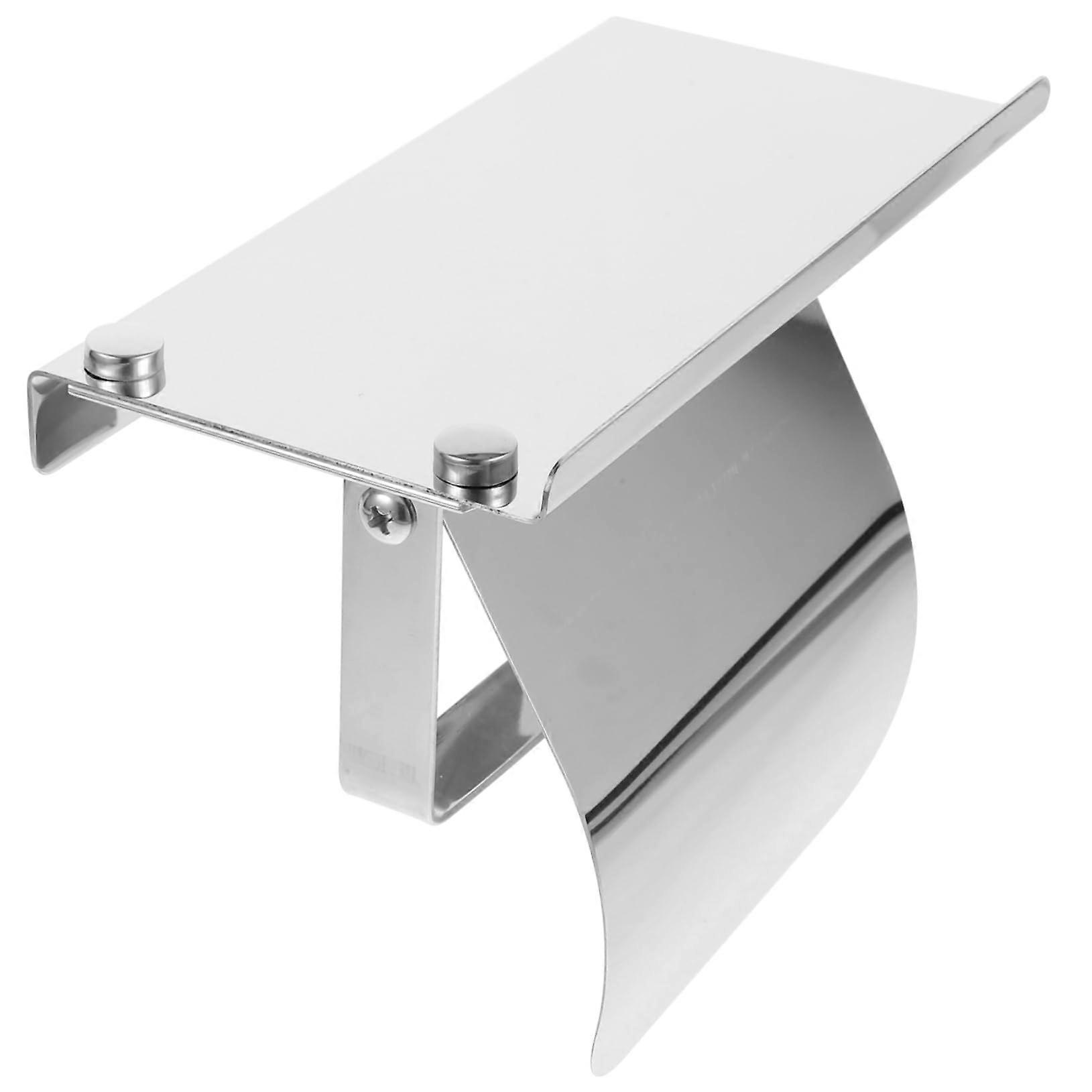 Bathroom Toilet Paper Holder with Shelf Wall Mounted Tissue Roll Rack Modern Storage Set