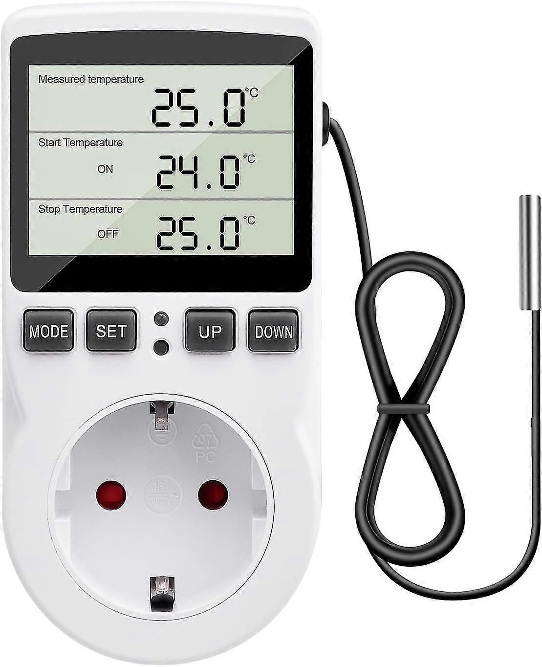 230 V temperature control with sensor, digital thermostat socket with LCD display p