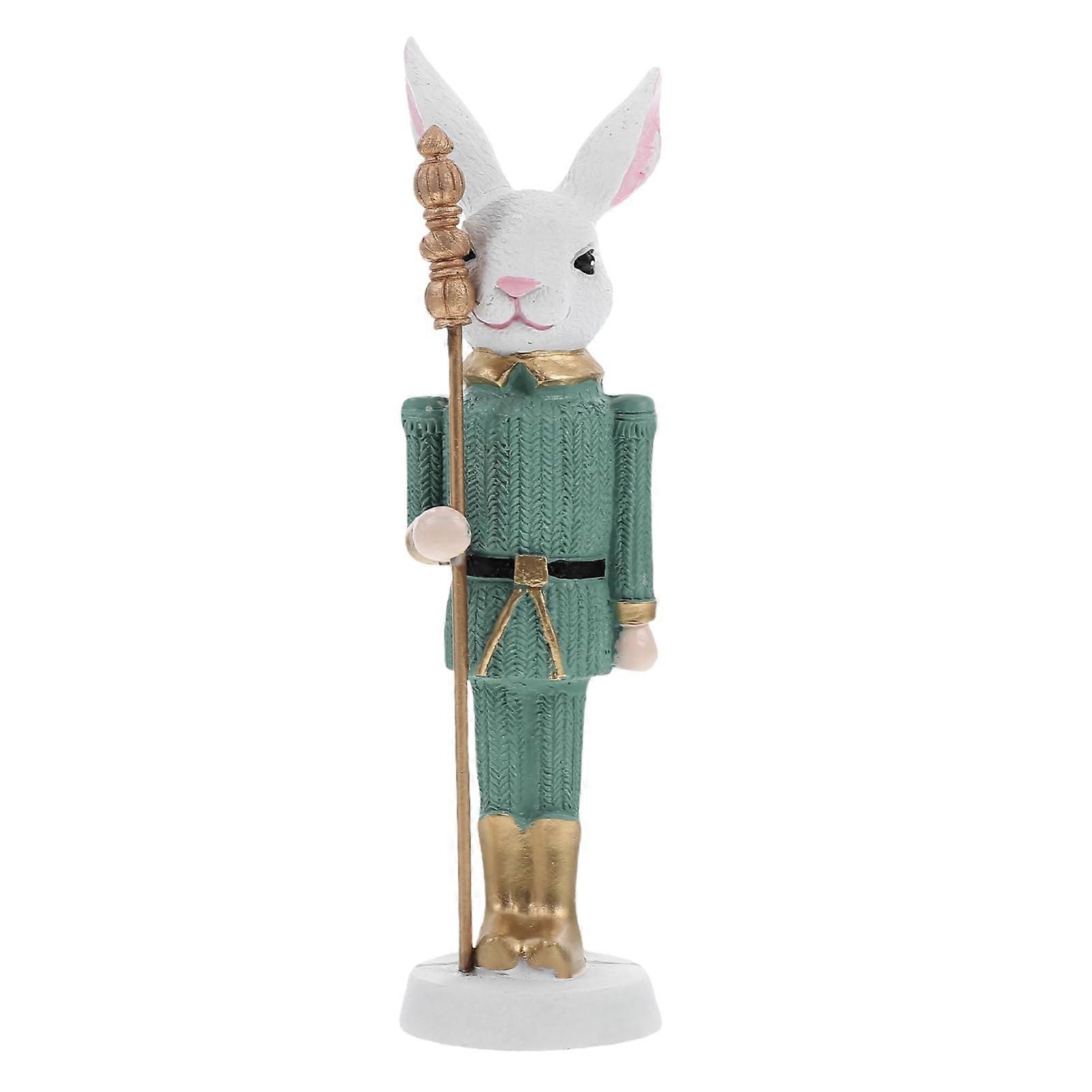 Easter Bunny Nutcracker Decor Resin Soldier Figurine with Whimsical Festive Design for Spring