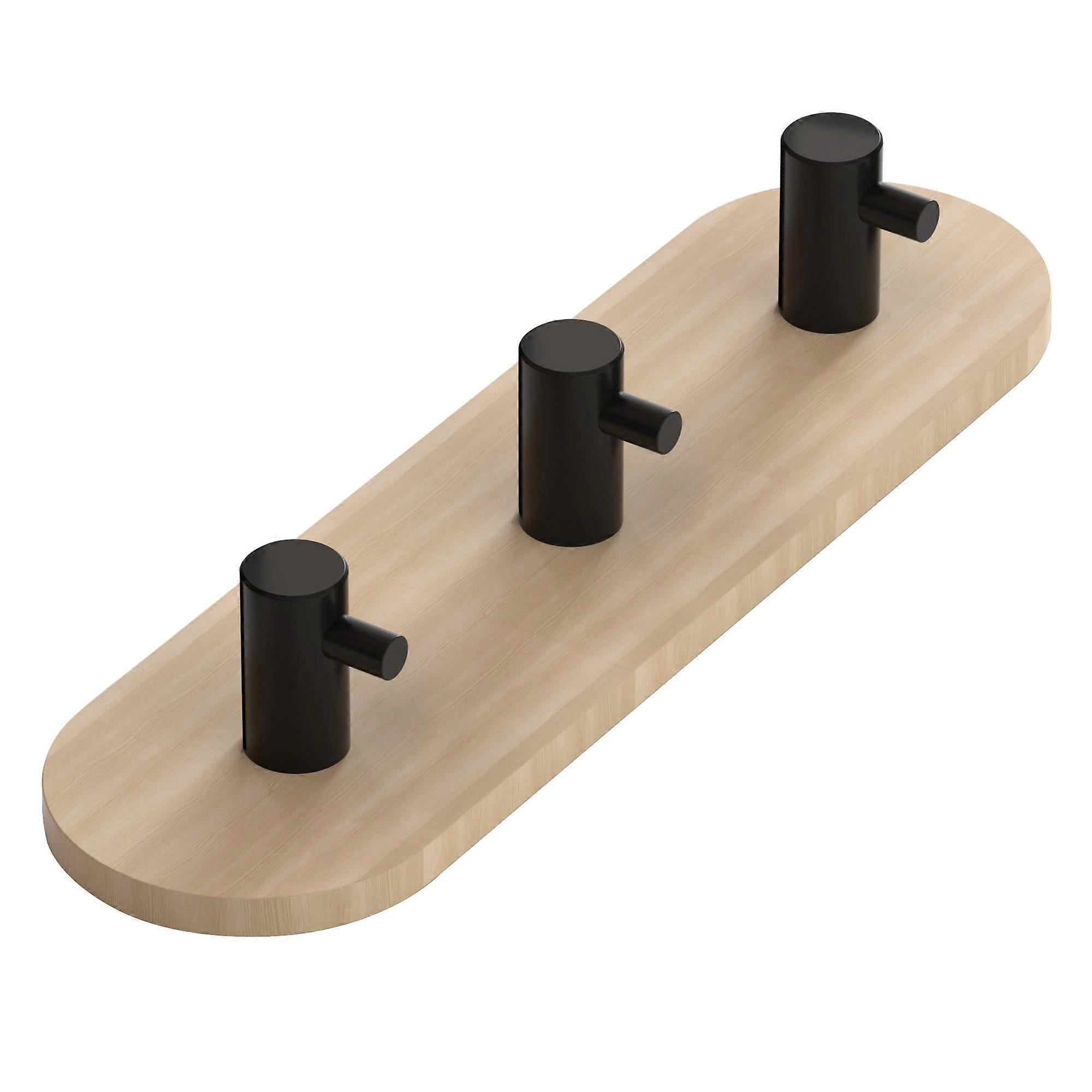 304 Stainless Steel Wall Hooks with Bamboo Base, RustResistant Heavy Duty Set of 2 Black