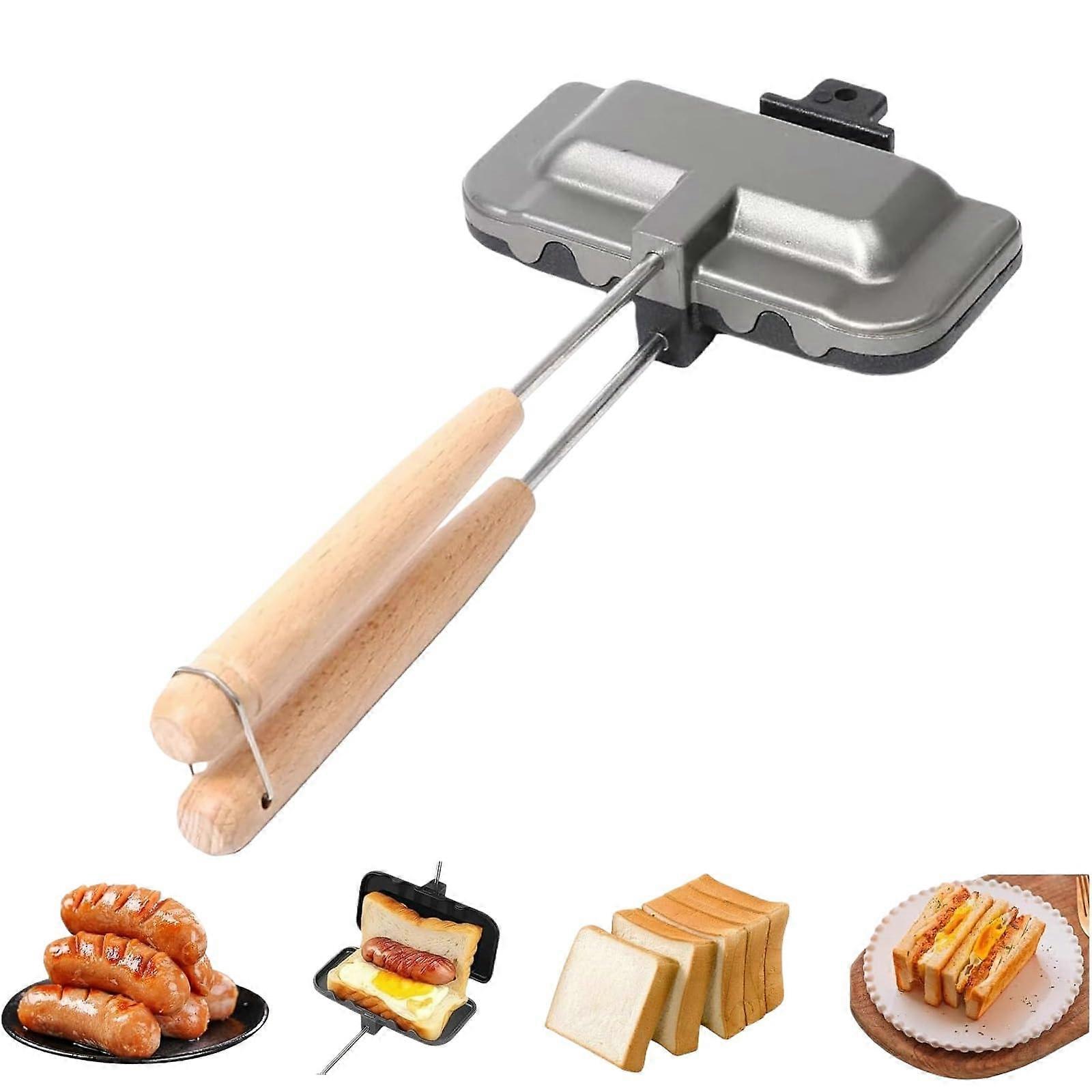 Hot Dog and Sandwich Maker with Secure Flip Lock, Nonstick Surface, Even Heat for Camping