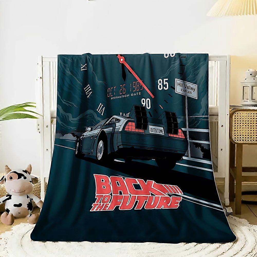 1pc Back to the Future Part II Flannel Blanket - Soft, Cozy, and Lightweight Throw with DeLorean Time Machine Design, Pe-RFVCX353