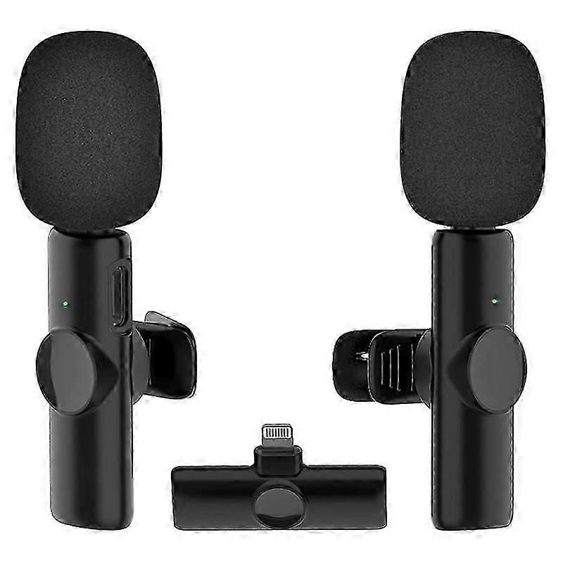 Bluetooth Mini Microphone Wireless Lavalier Noise Reduction Microphone for iPhone / iPad, with 8 Pin Receiver & Dual Microphones