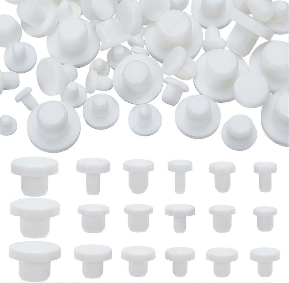 72 Pcs White Silicone Bottle Stopper 18 Size Soft Flexible Silicone End Caps Bolt Covers Rubbers Hole Plug Perfect for Bottles Tubes and DIY Projects 