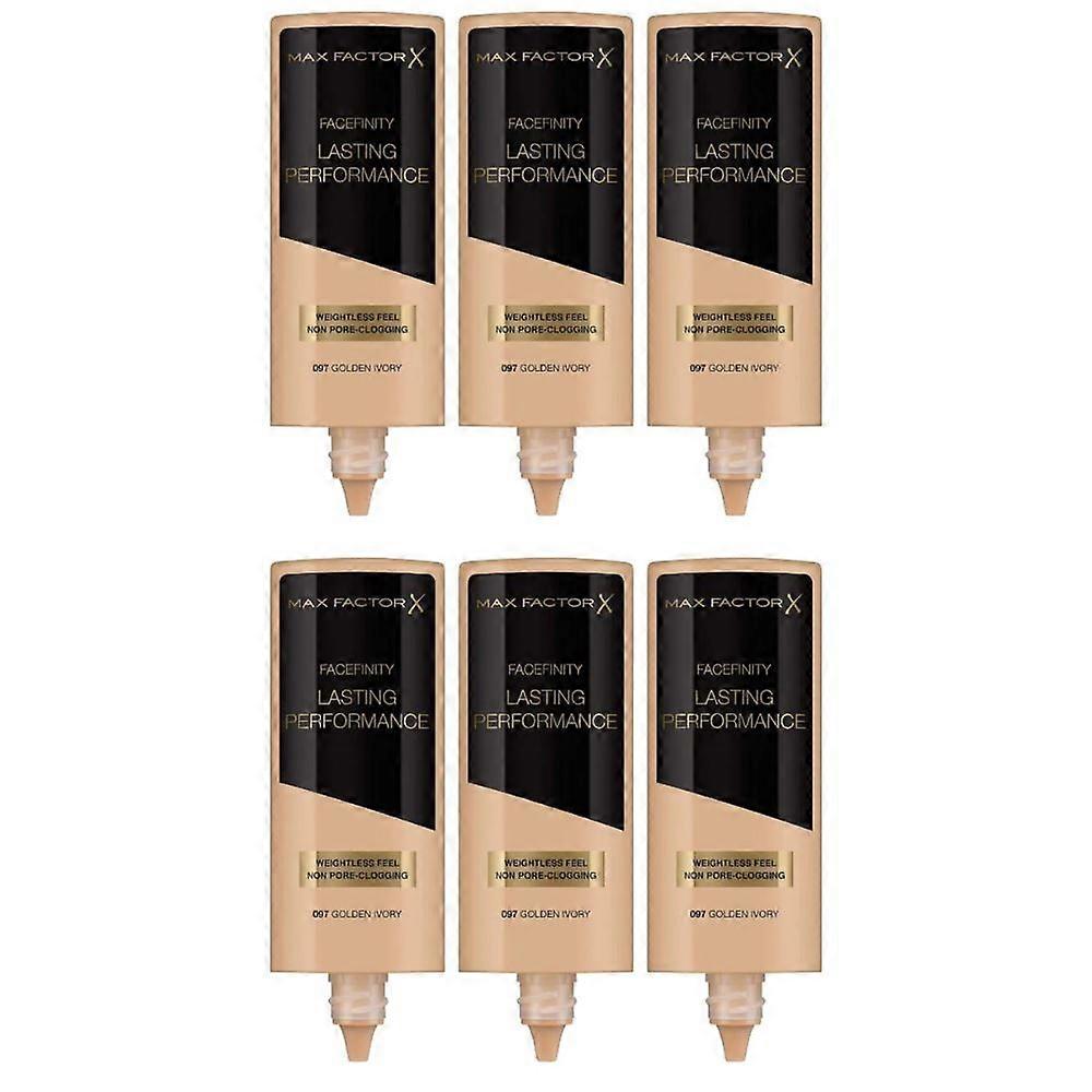 6 x Max Factor Lasting Performance Weightless Feel Foundation 97 Golden Ivory