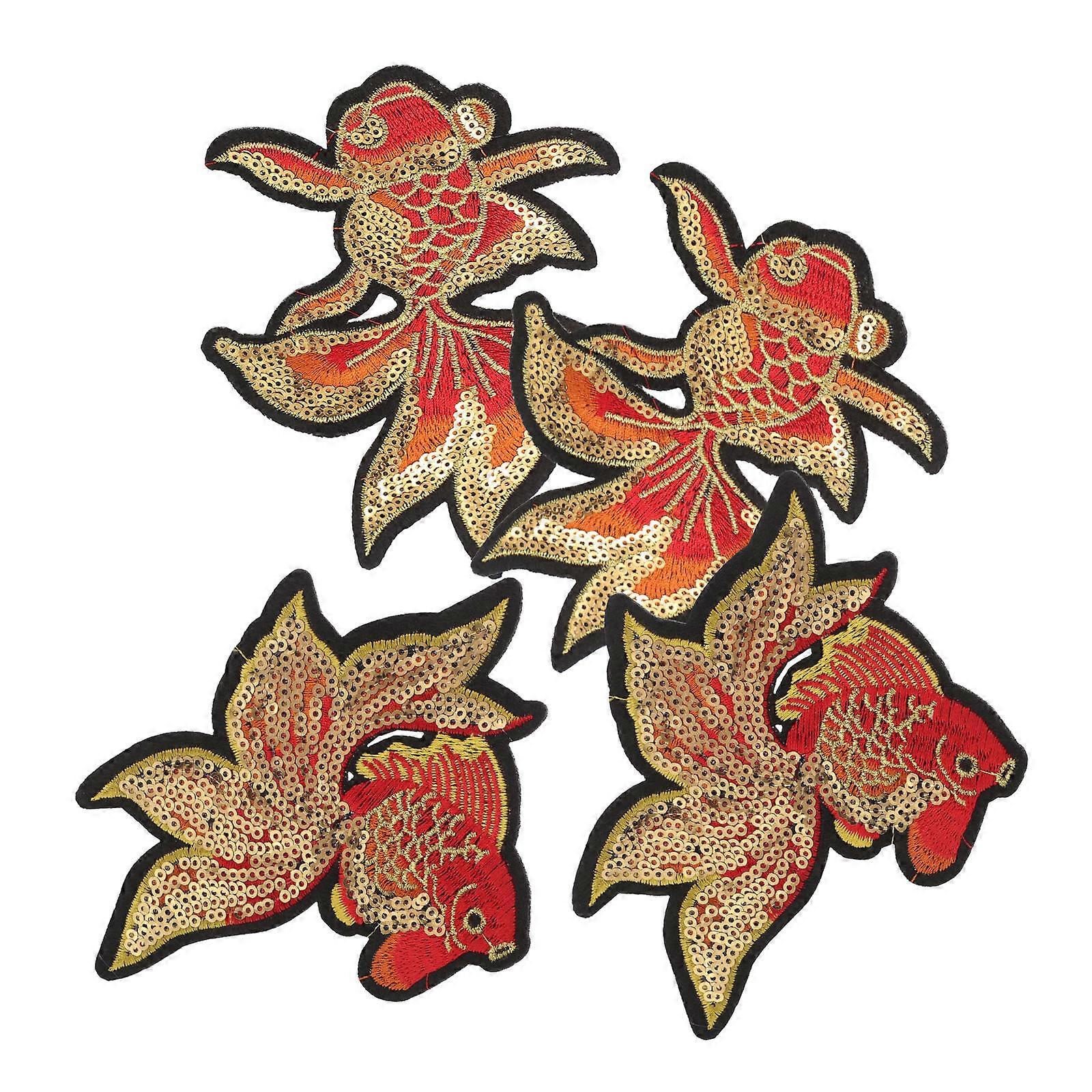 Embroidered Sequin Applique Fish Patch for Craft DIY 2Pairs