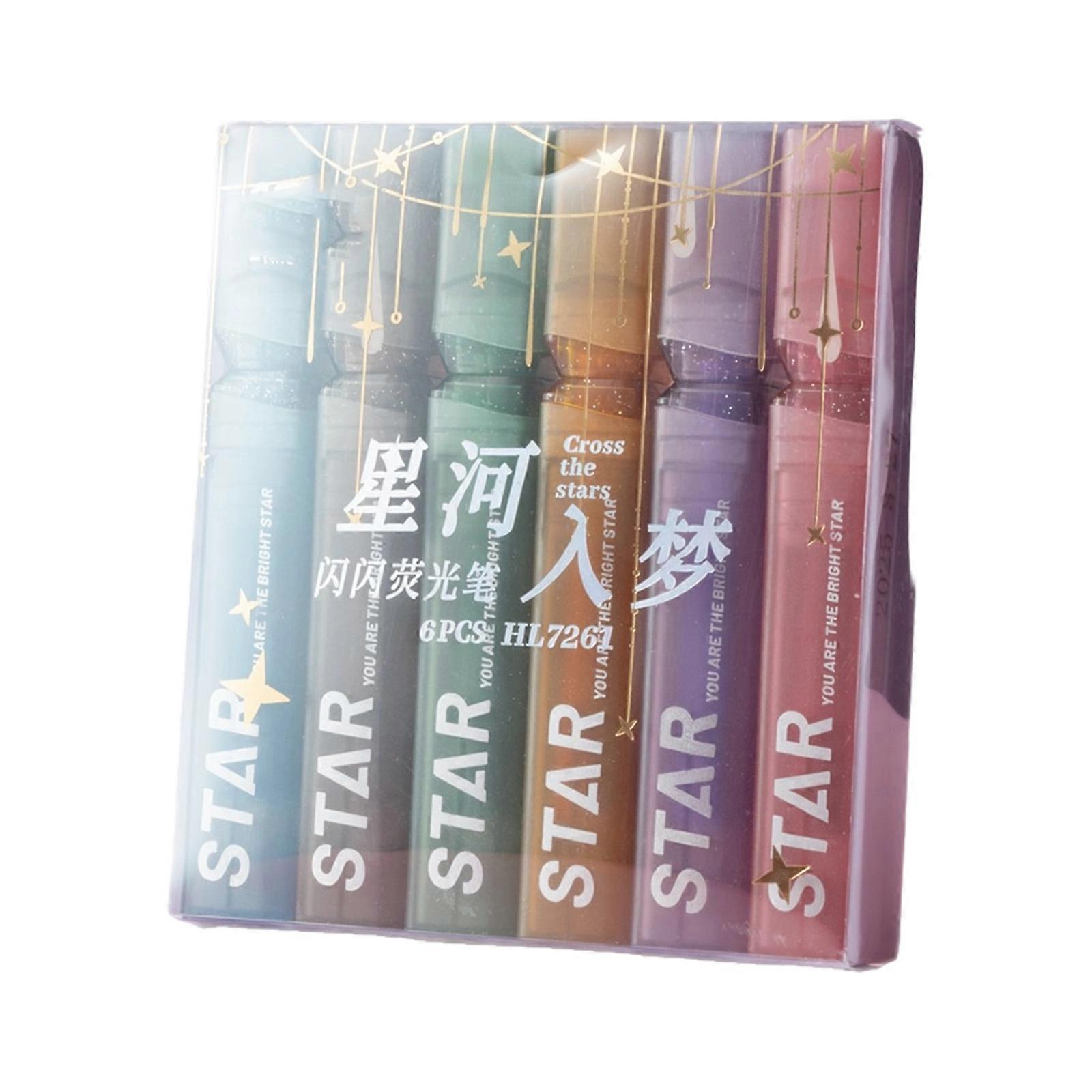 6Pcs Eye Comfortable Fluorescent Highlighters With Quick Dry Inks Lightweight Design For Backpacks Storage And Daily Use Multicolor