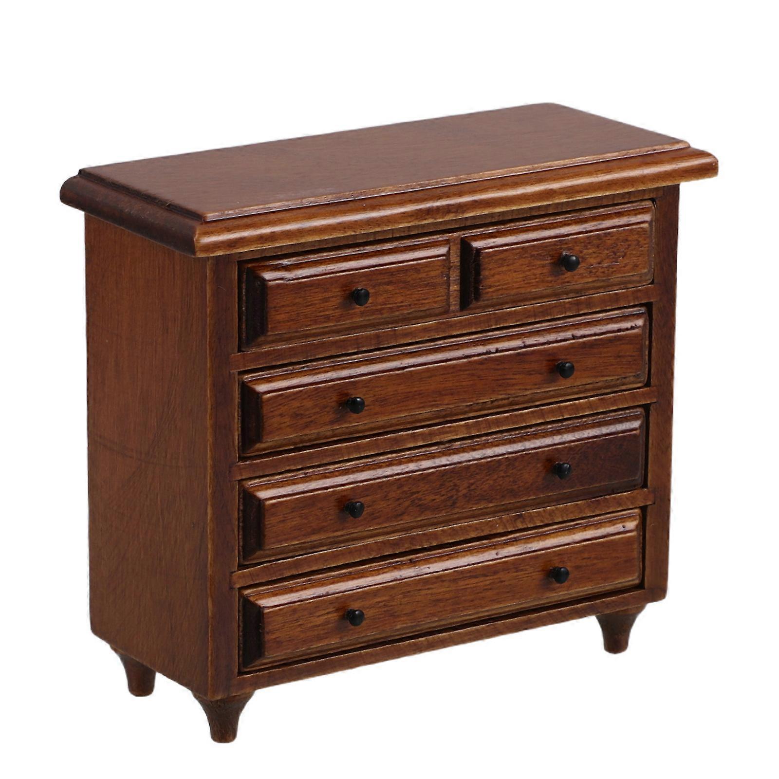 Birch Wood Dollhouse Mini Cabinet with Function Drawers